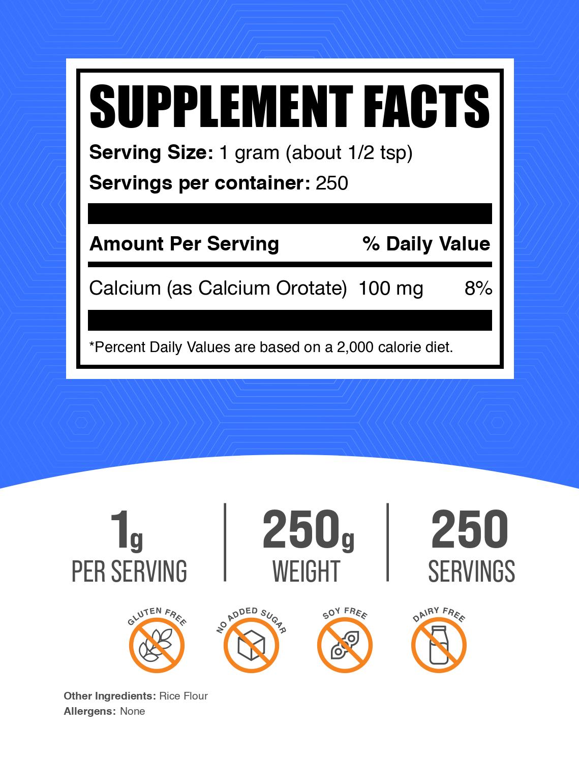 Premium Calcium Orotate Powder Supplement - Supports Bone Health & Muscle Function - Ideal for Athletes & Active Lifestyles