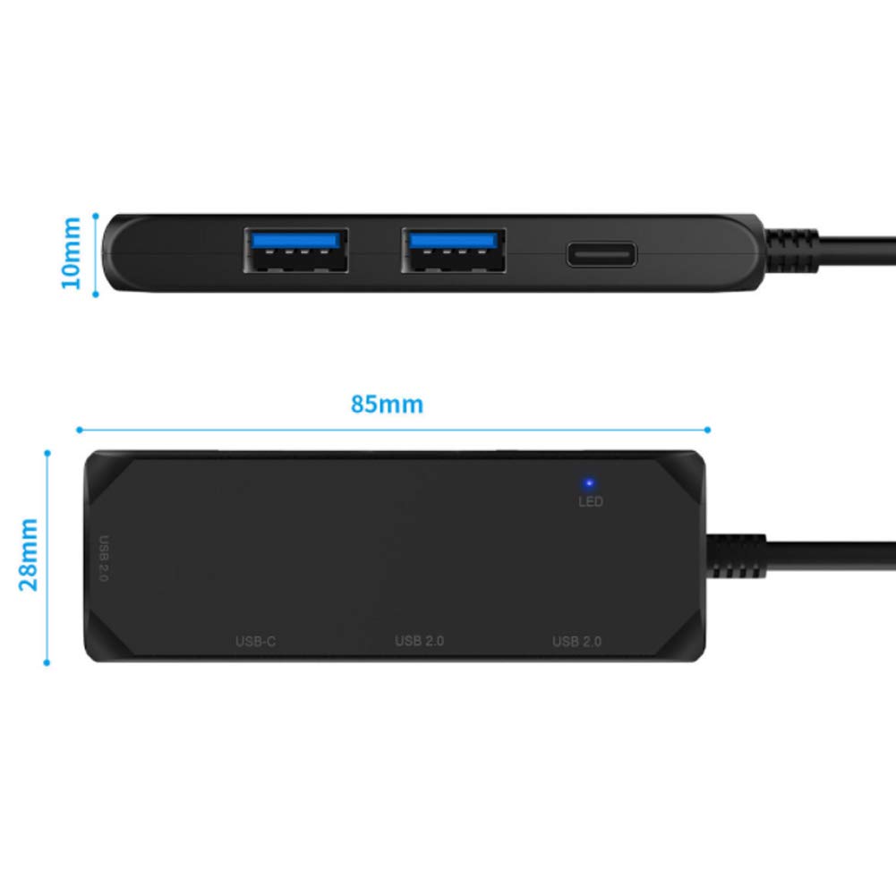 4-in-1 USB C Hub Adapter with 4 Ports - USB 2.0/1.2/1.0 Compatible for Mouse, Keyboard, USB Fan & More - Perfect for Laptop, Desktop & Office Workspace Expansion