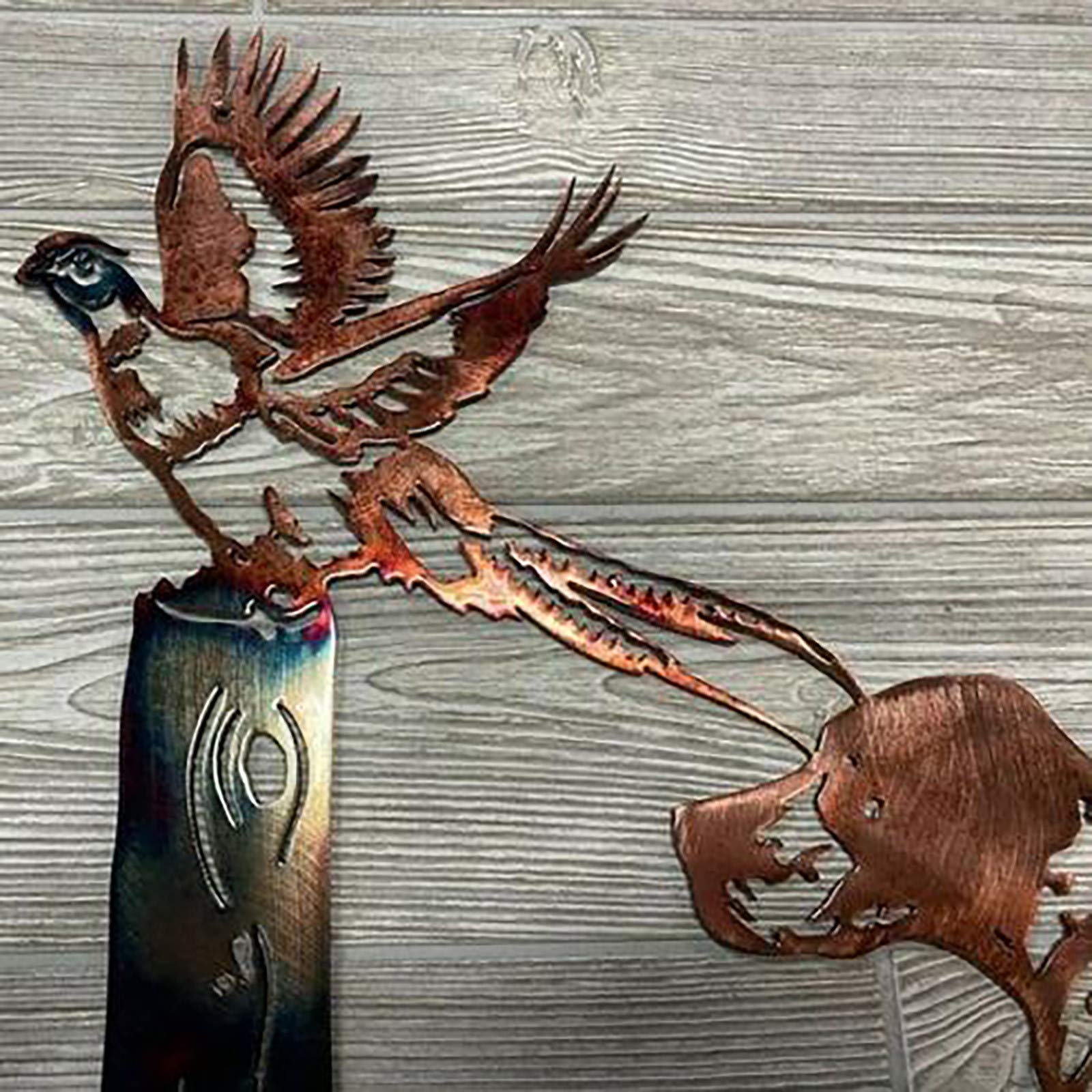 Juesi 3D Metal Wall Art - Solo Mallard Hunting & Trout Fishing Scene - Rustic Wall Decal Sticker - Spring Home Decor Ornament (Dog and Birds) - Perfect for Cabin, Lodge, or Outdoor-Themed Room Decor