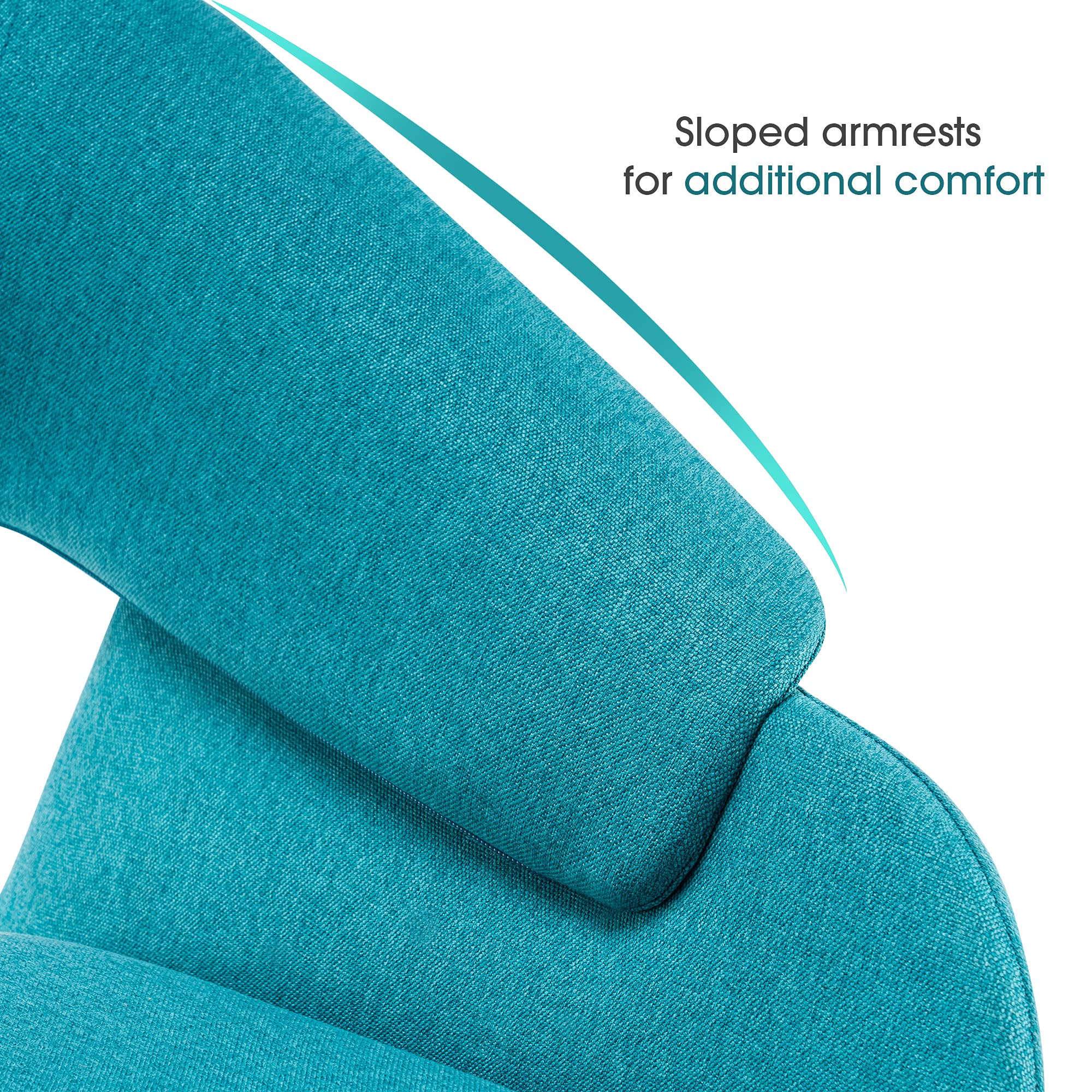 Mid-Century Modern Dining Chairs Set of 2 - Upholstered Accent Armchairs with Solid Wood Legs & Linen Fabric for Living Room, Dining Room, Guest Seating (Teal Blue with Cushions Included) - Perfect for Home Decor, Dinner Parties, and Cozy Reading Nooks