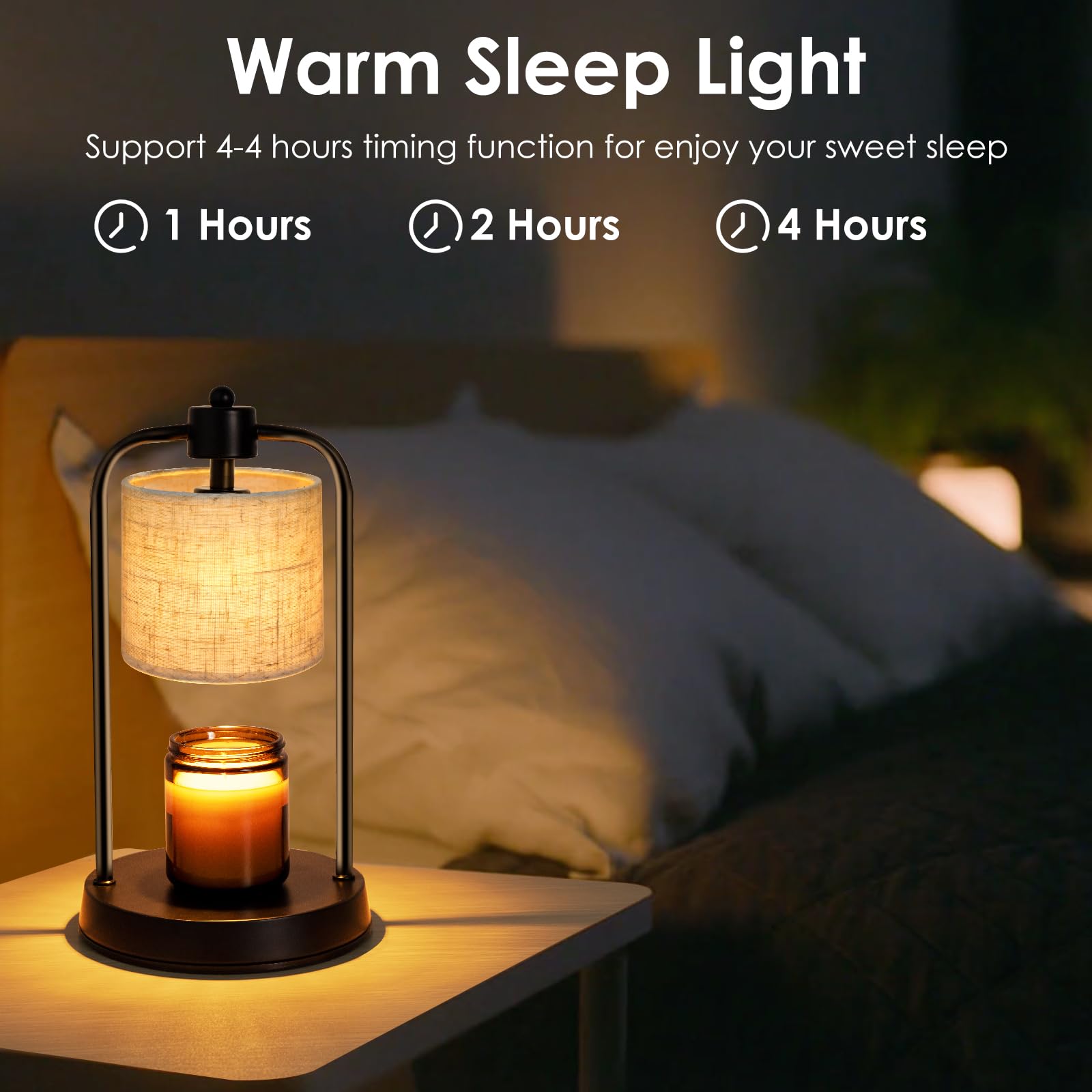 Electric Candle Warmer Lamp with Timer & Dimmable Light - Wax Melts Warmer for Home Decor, Bedroom, Office | Includes Replacement Bulbs & Compatible with Various Candles (Linen Scent) | Perfect for Relaxation, Aromatherapy & Creating Cozy Ambiance