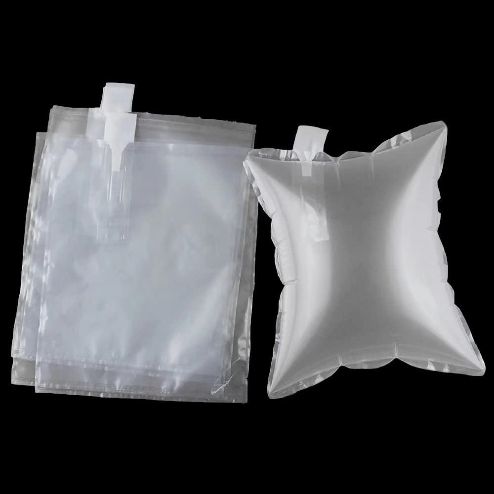 100 Pack Inflatable Air Packaging Bags - 5.9x5.9 Inch Clear Plastic Air Pillows for Shipping, Cushioning & Void Fill Protection | Includes Free Hand Pump | Ideal for Ecommerce, Fragile Items & Moving Boxes