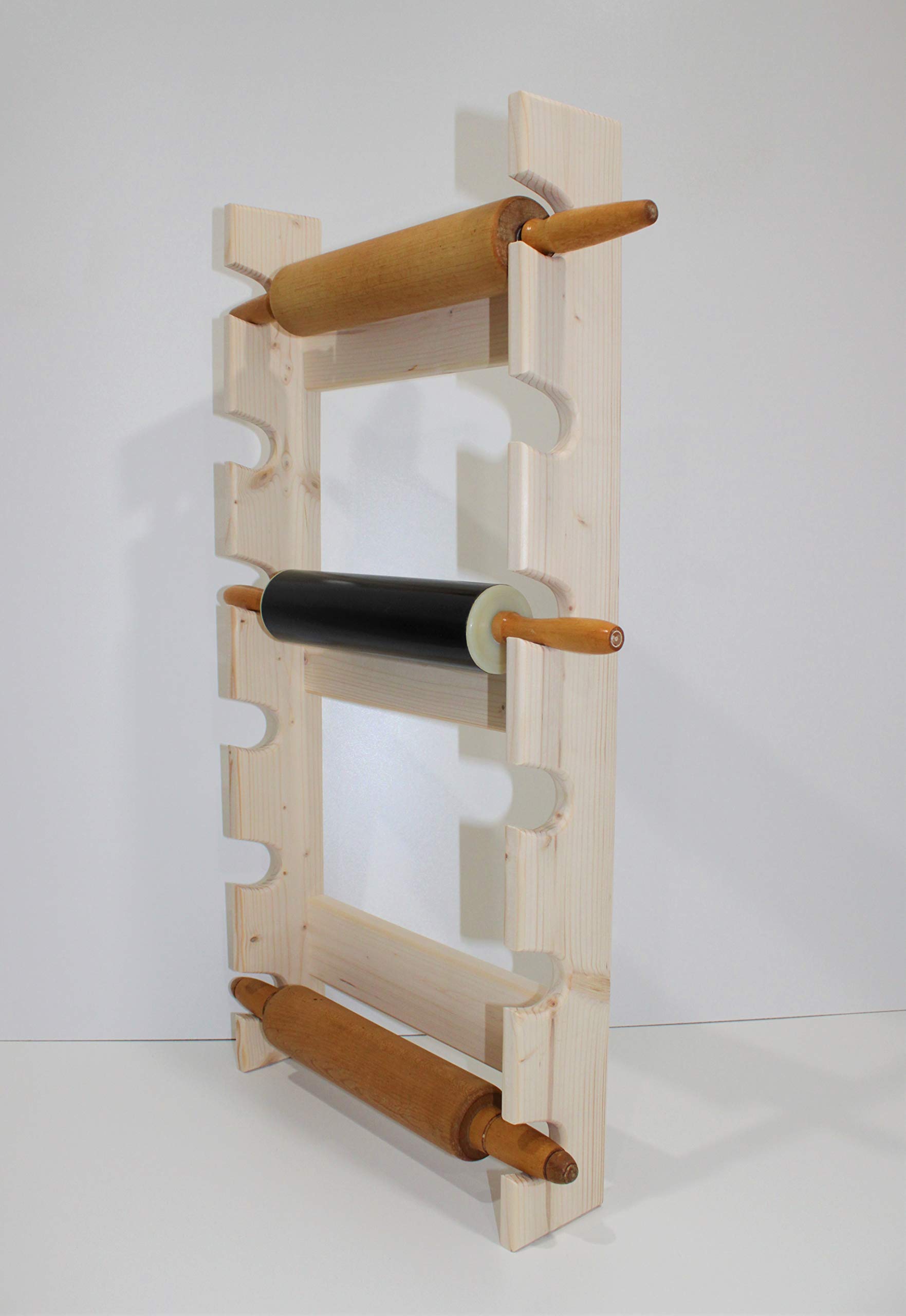 6-Slot Rolling Pin Rack - Premium Wooden Rolling Pin Holder & Storage Organizer for Baking Tools - Perfect for Kitchen Countertop, Pantry, or Baking Station Organization