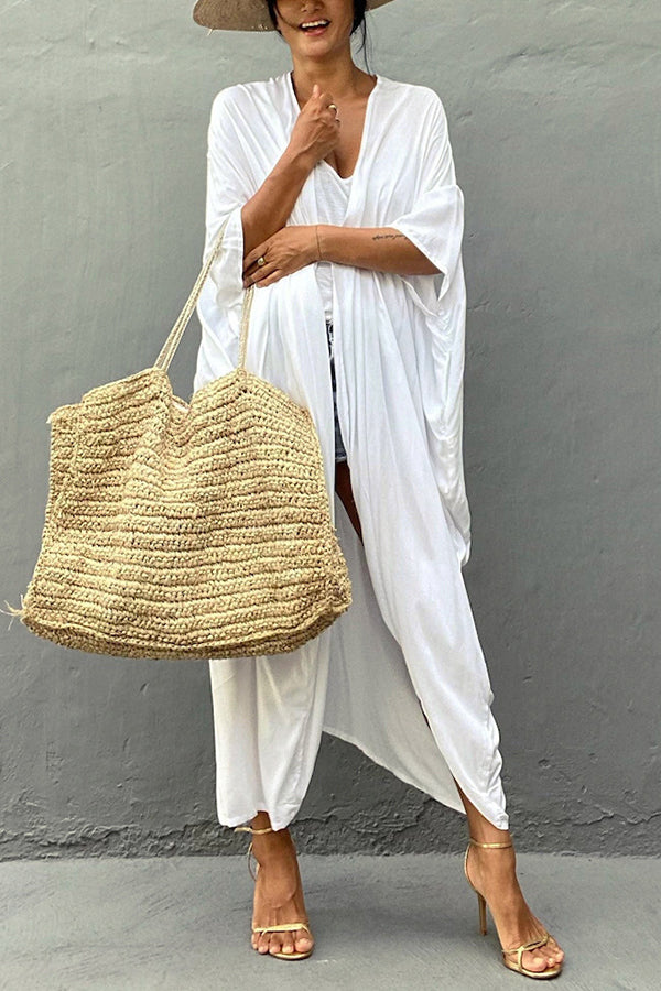Lightweight Solid Color Kimono Beach Cover Up for Women - Summer Venice Style Swimwear Cover-Up, Perfect for Pool, Beach, and Vacation Outfits