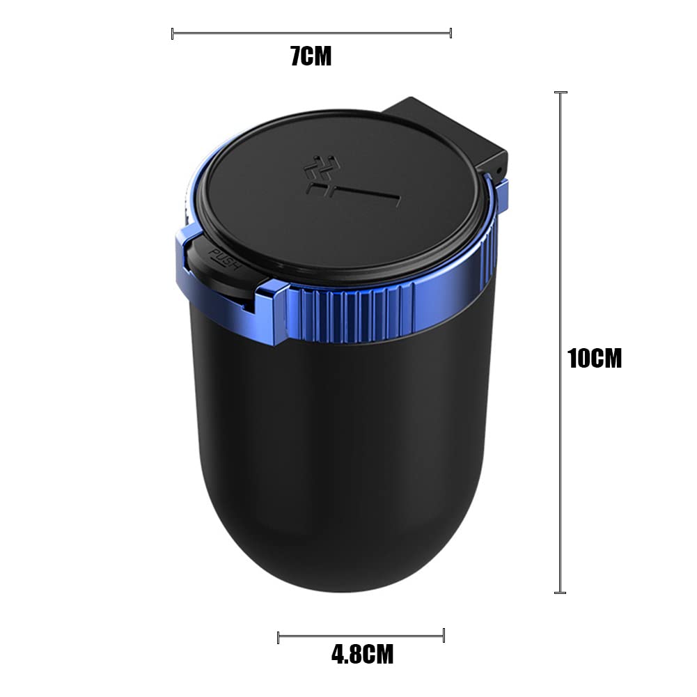 SEADEAR Mini Car Ashtray with LED Indicator - Portable Stainless Steel Smokeless Ashtray with Lid, Detachable & Easy to Clean - Perfect for Car, Office, Travel & Outdoor Smoking (Car Accessories)