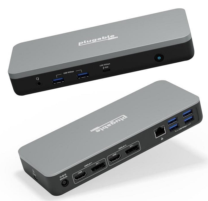 Plugable Dual 4K USB C Docking Station for Chromebook - 12 Ports with HDMI, Ethernet & USB 3.0 - Perfect for Home Office, Remote Work & Multi-Monitor Setup