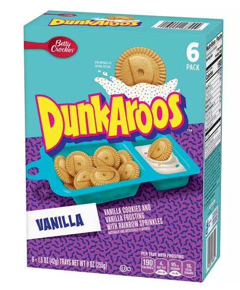 Dunk-A-Roos 12 Pack - Vanilla Cookies with Vanilla Frosting & Rainbow Sprinkles | Classic Retro Snack Pack | Perfect for Parties, School Lunches & Nostalgic Treats (Set of 3)