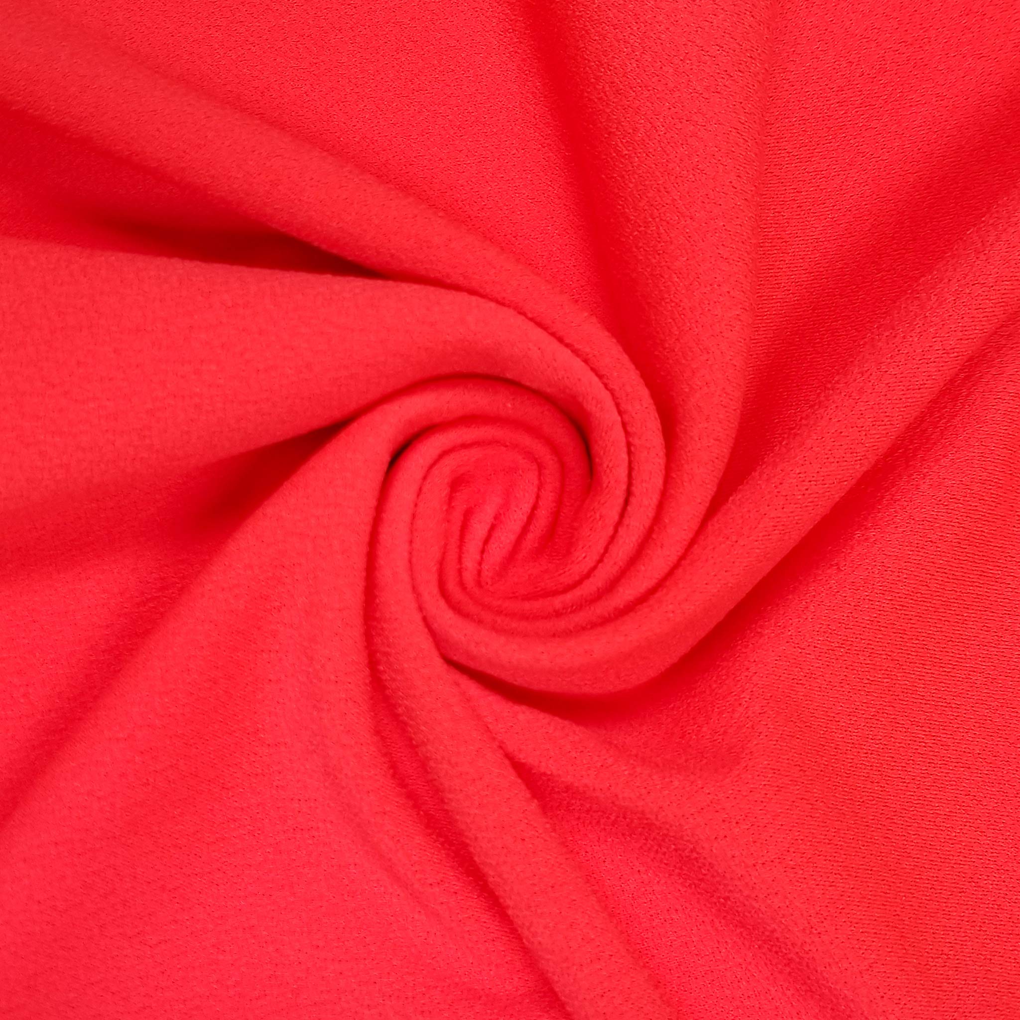 Vibrant Coral Neon Solid ITY Heavy Stretch Moss Crepe Fabric - 215GSM for Dresses, Skirts & Activewear