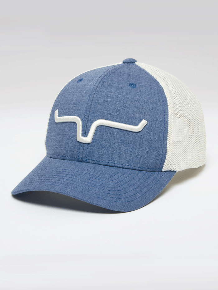 Kimes Ranch UPGRADE WEEKLY 110 Mesh Back Baseball Cap - Ivory & Light Blue - Perfect for Outdoor Sports, Hiking, and Casual Wear