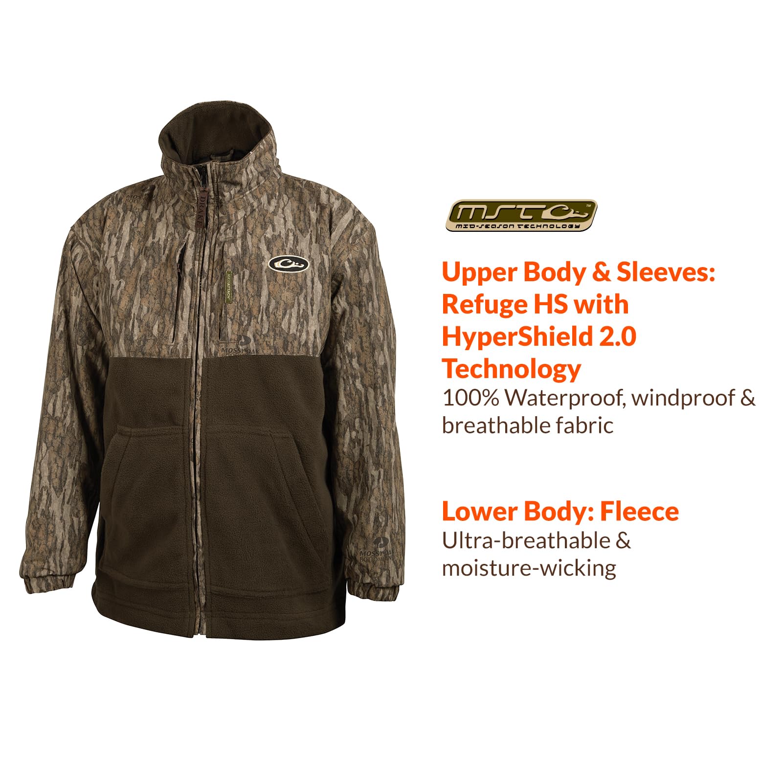 Drake MST Youth Eqwader Full Zip Jacket - Waterproof & Windproof Outdoor Hunting Coat for Boys - Perfect for Camping, Hiking, and Cold Weather Adventures