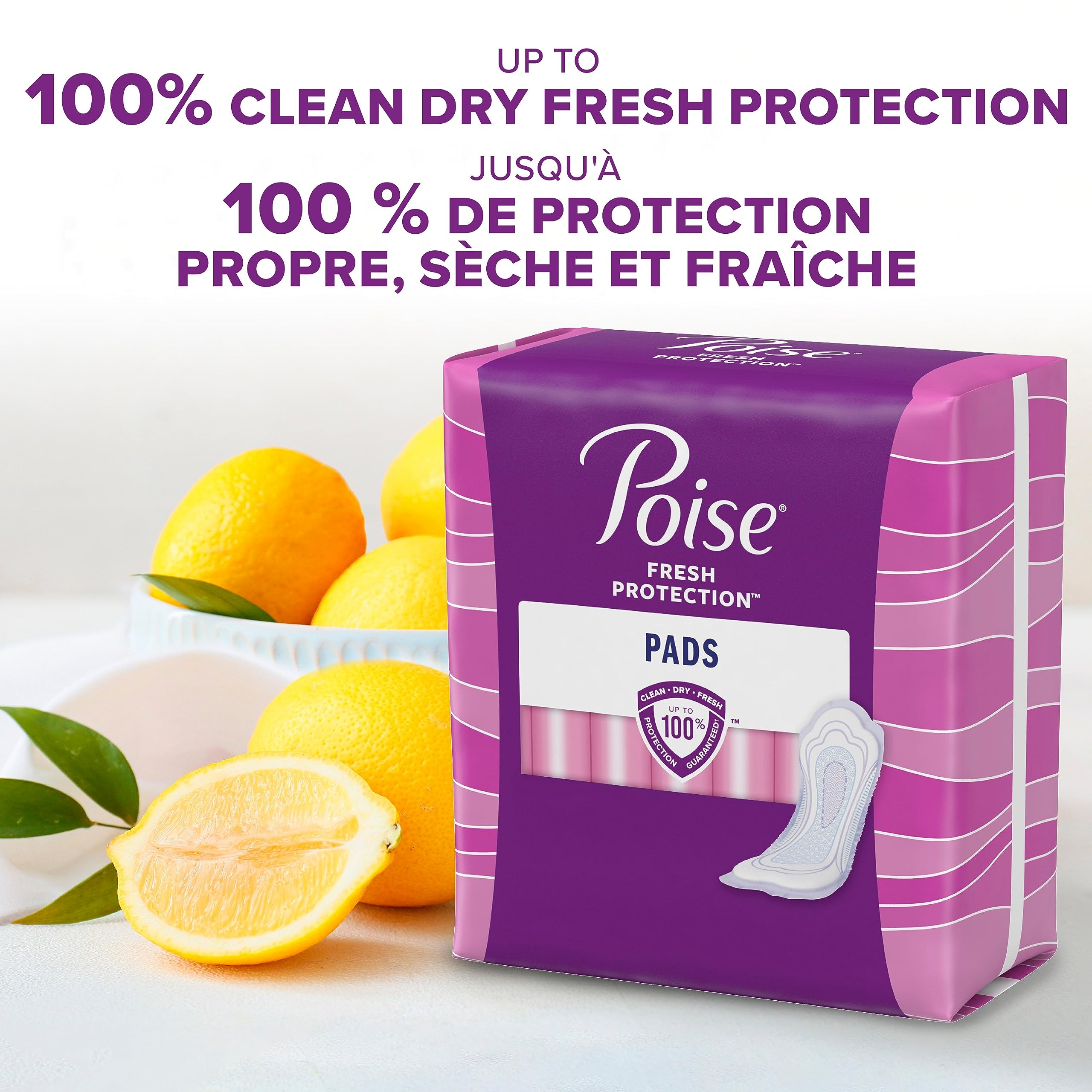 Poise Incontinence Pads for Women - Moderate Absorbency Long Length (54 Count, Pack of 4) - Bladder Leakage Protection for Active Lifestyles, Postpartum & Menopause