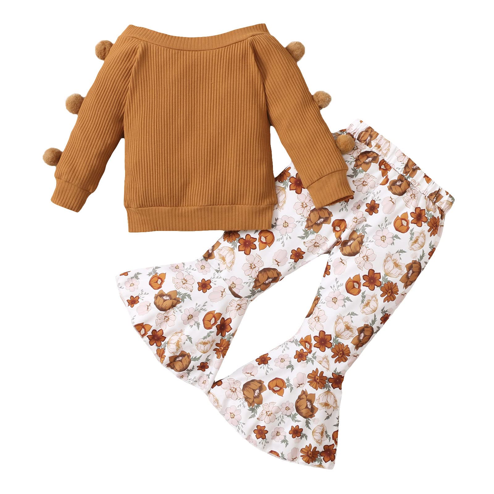 **Adorable Toddler Girl 2-Piece Outfit Set - Soft Long Sleeve Round Neck T-Shirt & Floral Print Pants - Perfect for Playdates, Preschool & Family Photos**    (Note: I made the following optimizations:   1. Added descriptive adjectives (