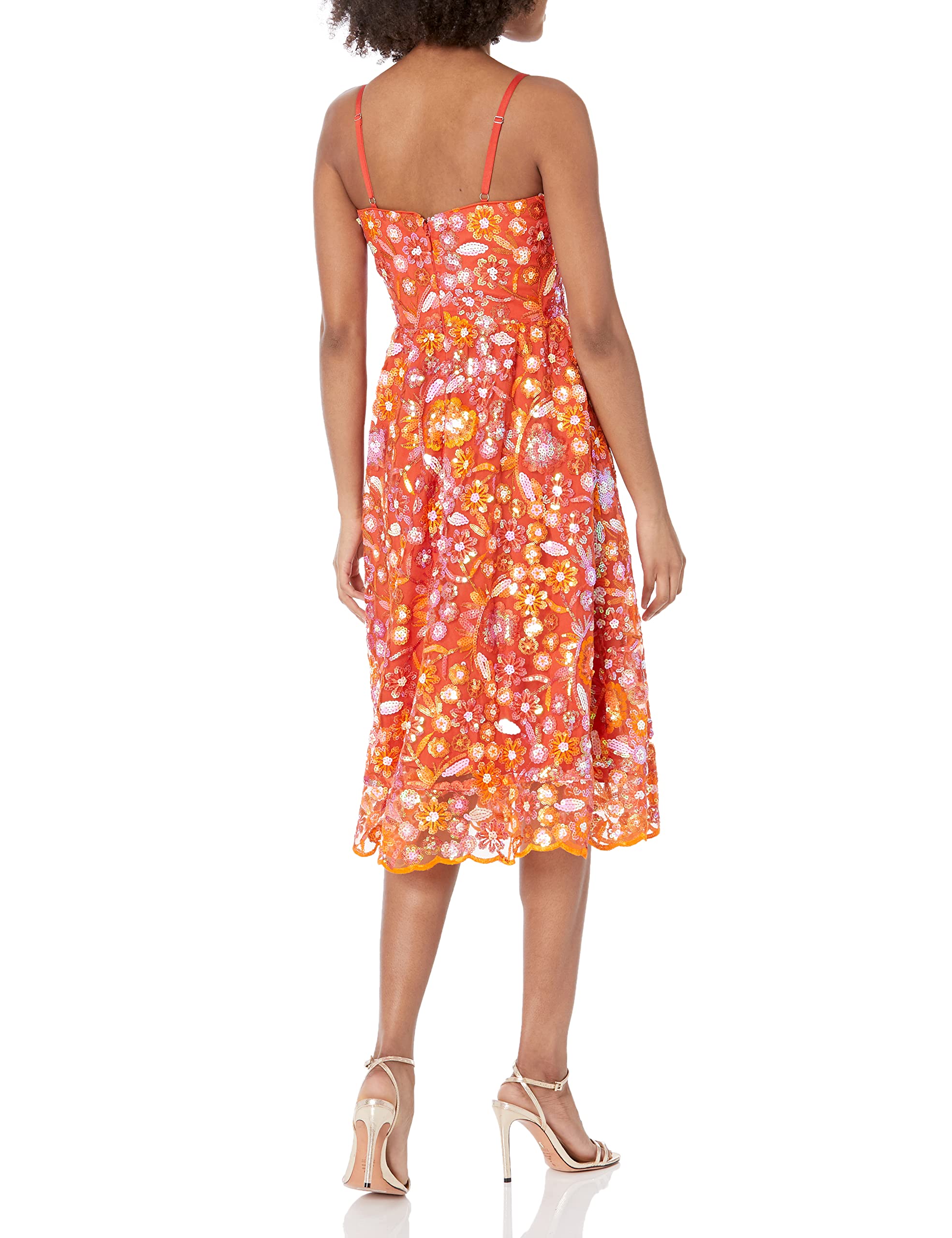 Dress the Population Women's Maren Fit and Flare Midi Dress - Elegant A-Line Cocktail Dress for Weddings, Parties & Special Occasions