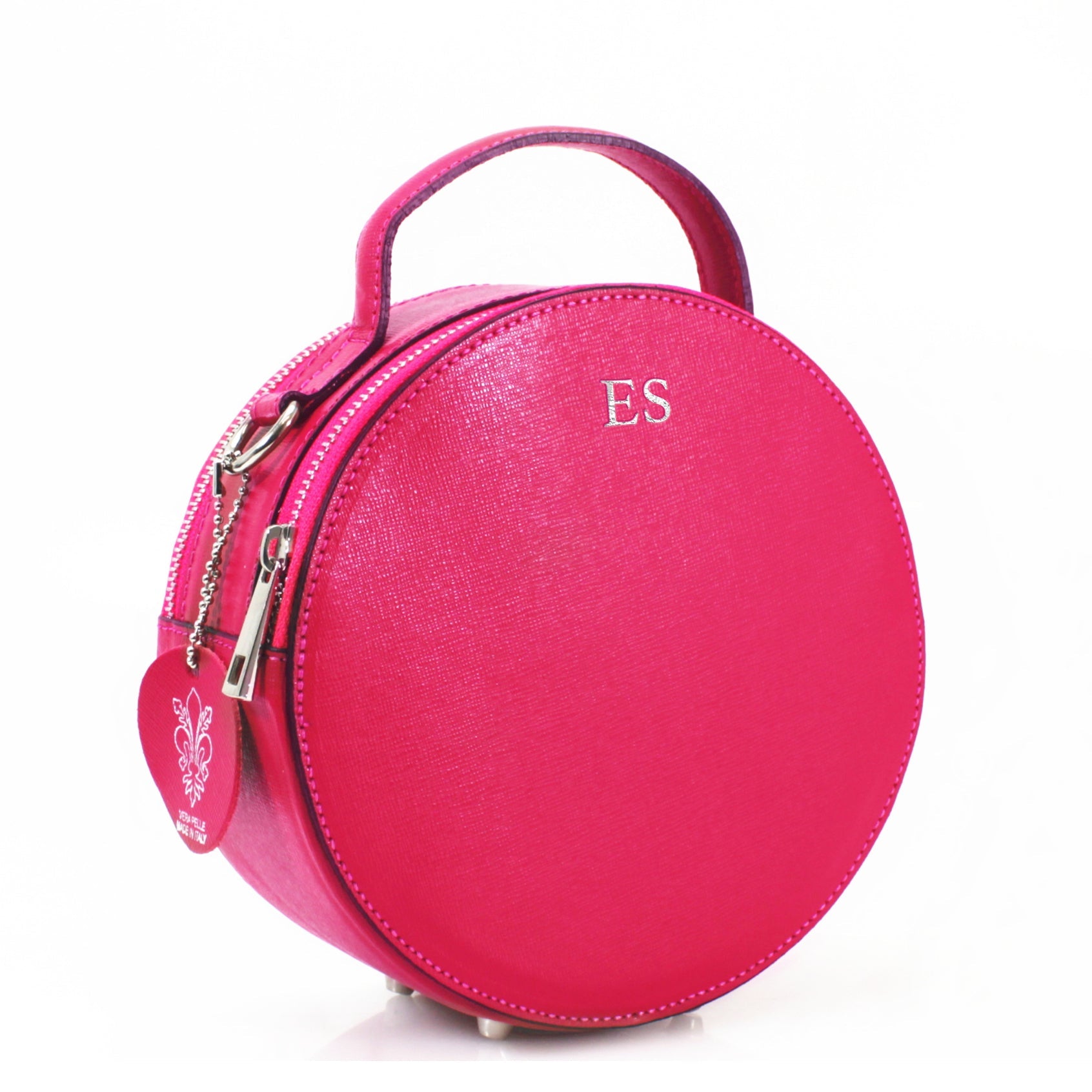 Carnaby Of London Carrie Silver Embossed Leather Circle Bag - Stylish Women's Handbag for Work, Party & Everyday Use