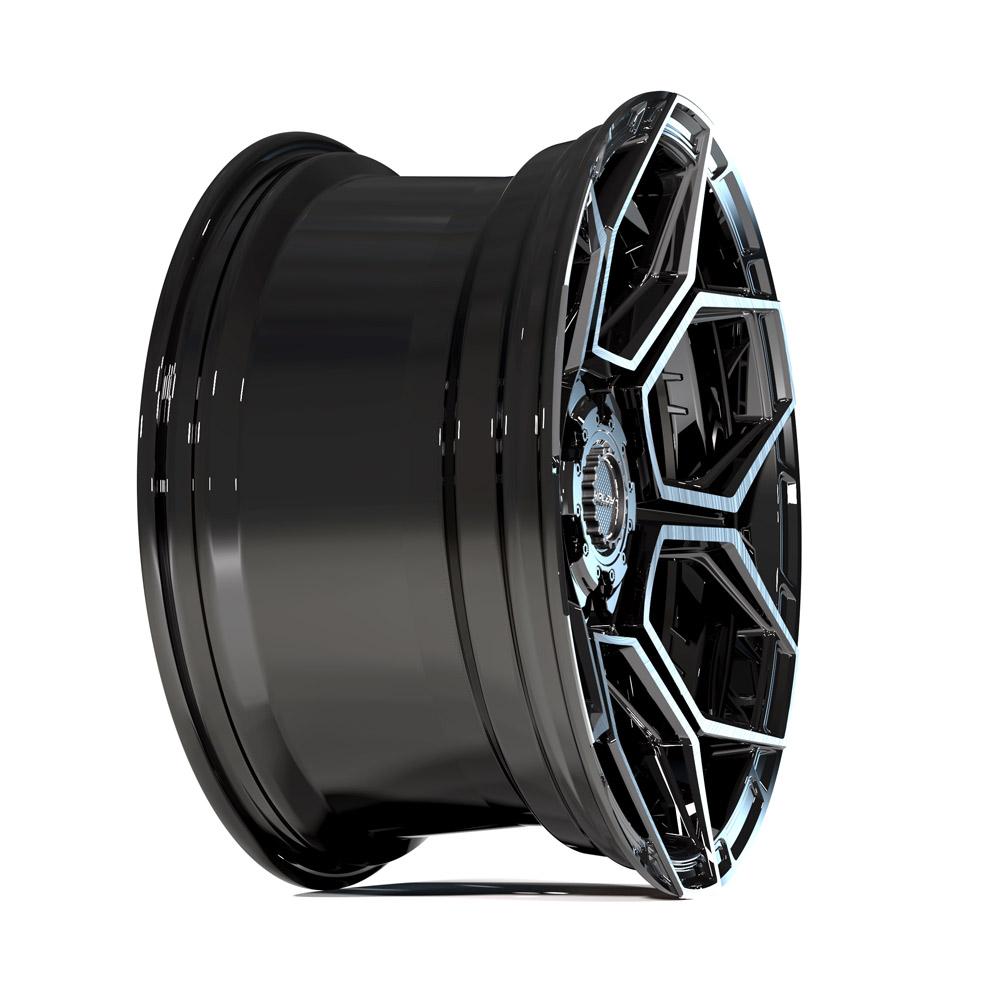 4Play Sport 2.0 4PS26 20x9.0 Gloss Black Wheels with Brushed Face & Tinted Clear - 6x139.7/6x135mm Bolt Pattern, 106.1mm Hub - Perfect for Off-Road Trucks & SUVs