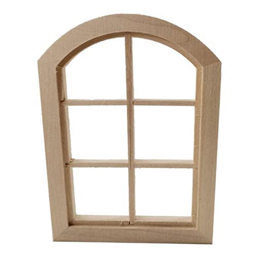 1/12 Scale Miniature Dollhouse Furniture Set - 6 Pane Birch Wood Window Frames & Decorations for DIY Doll House Accessories | Perfect for Dollhouse Miniatures, Model Kits & Collectors