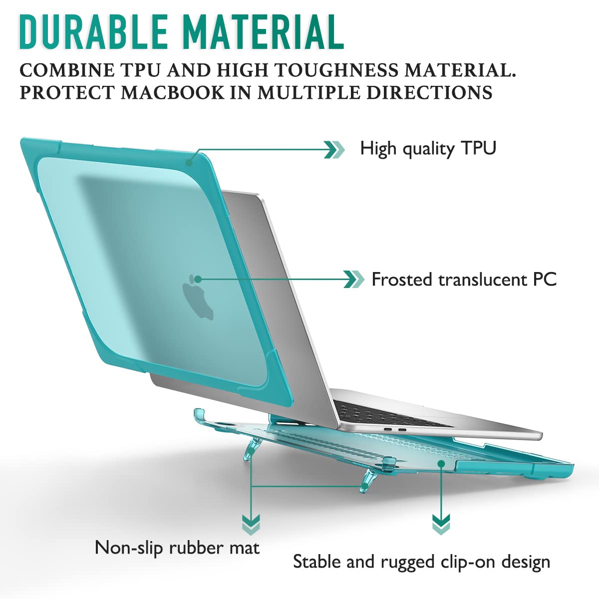 Premium Heavy Duty Hard Case with Foldable Kickstand for MacBook Air 13 Inch (2021-2018 M1/A2337/A2179/A1932) - Shockproof Protective Cover Compatible with Retina Display & Touch ID, Blue - Perfect for Work, Travel & School Use