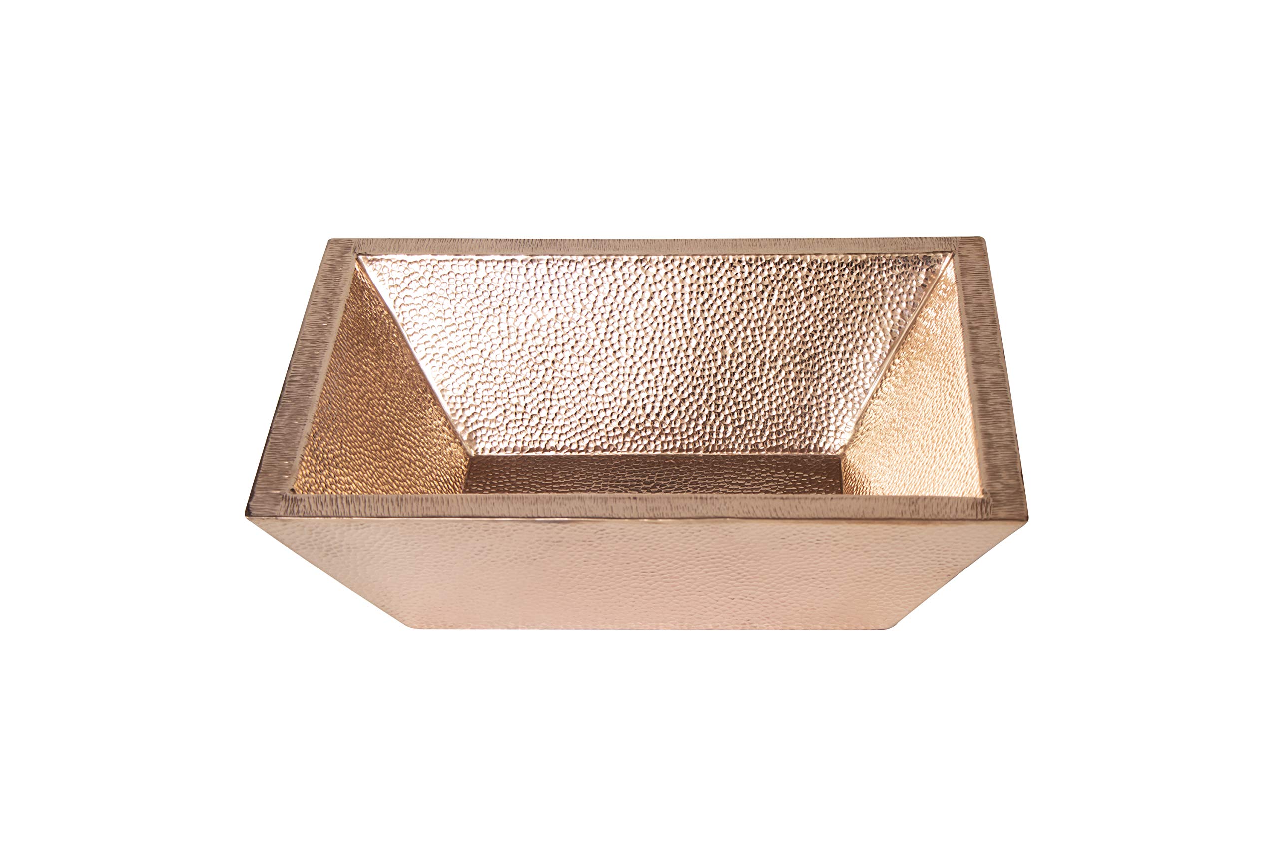 18x14 Inch Mexican Hammered Copper Bathroom Sink - Handcrafted Rectangular Double Wall Copper Vessel Sink with Shiny Finish & Decorative Lip Hammering | Perfect for Rustic, Farmhouse & Southwestern Style Bathrooms