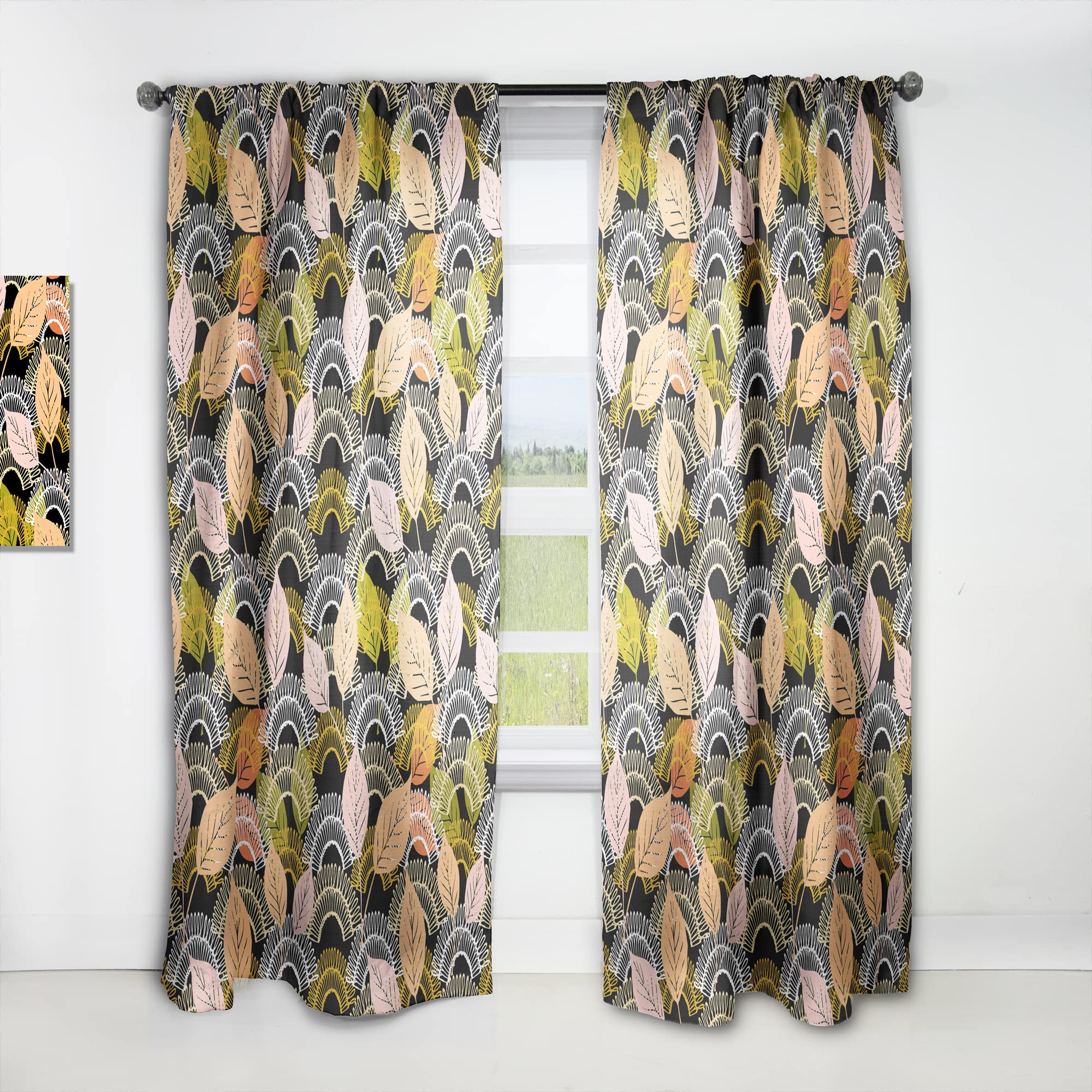 Autumn Leaves Lace Textured Thermal Insulated Curtains - Single Panel 52x84 - Elegant Window Drapes for Bedroom & Living Room - Perfect for Fall Decor & Cozy Home Atmosphere
