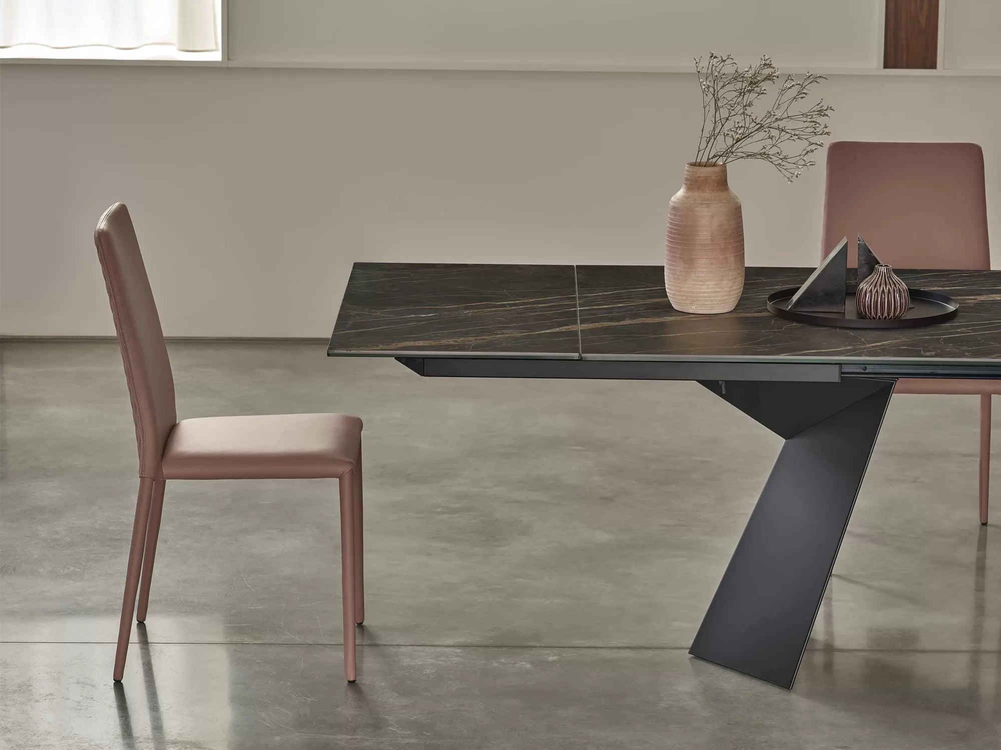 Fiandre Extendable Marble & Ceramic Dining Table - Expandable Modern Kitchen Table for Small Spaces | Perfect for Apartments, Breakfast Nooks & Entertaining Guests