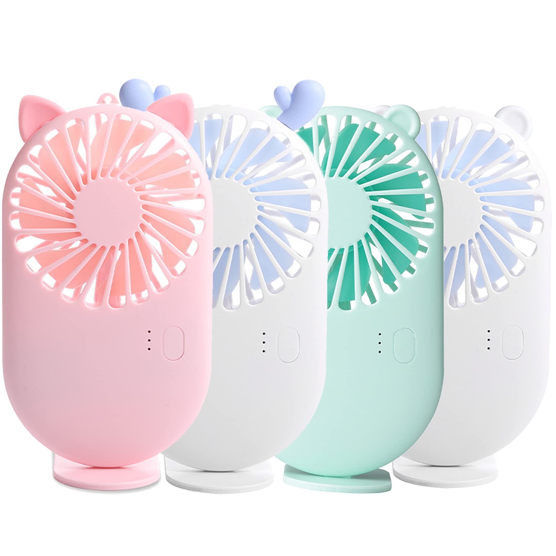 4 Pack Mini Handheld Fan - USB Rechargeable Portable Personal Fan with 3 Speeds, Pocket-Sized Cooling Fan for Women & Men - Perfect for Outdoor, Office, Travel, Makeup & Eyelash Extensions