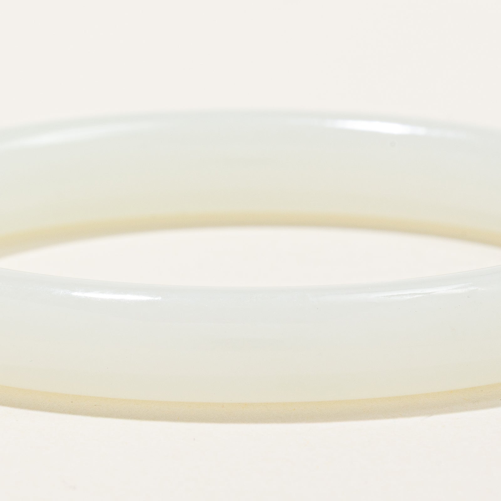 Natural White Nephrite Jade Bangle Bracelet - 41.68g (6mm Width) - Handmade Genuine Jade Jewelry for Women - Perfect for Meditation, Healing & Fashion Accessories