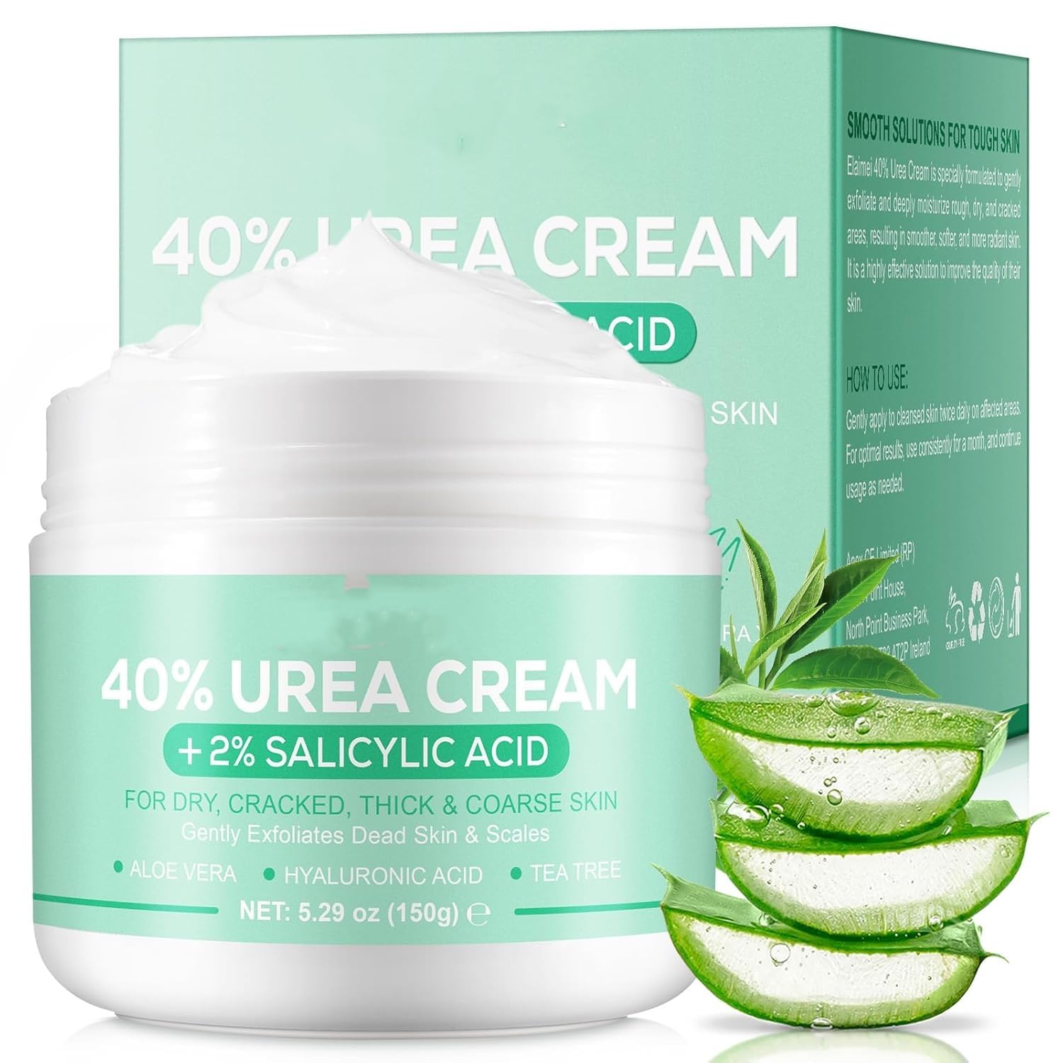 40% Urea Cream with 2% Salicylic Acid - Maximum Strength Foot & Hand Moisturizer for Dry, Cracked Heels, Elbows & Knees | Deep Hydration & Skin Repair | Ideal for Cracked Feet, Rough Skin & Callus Removal