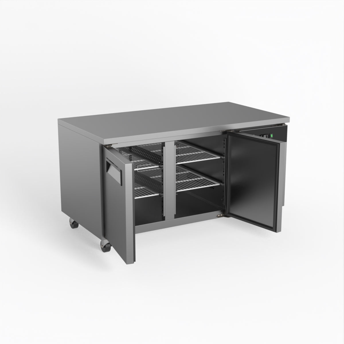 Commercial Under Counter Refrigerator - 2 Door Stainless Steel Worktop Fridge, 800mm Depth - Ideal for Restaurants, Cafes, and Commercial Kitchens