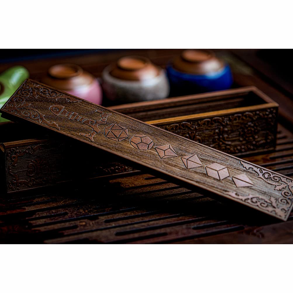UDIXI Wooden DND Dice Box - Premium Walnut Dice Storage Case with Slide Lid (Sword Design) - Perfect for Dungeons & Dragons, RPG Games, and Tabletop Gaming Accessories