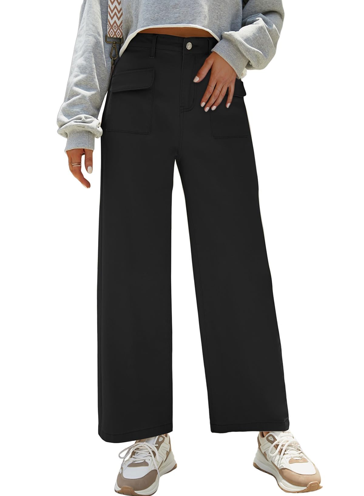 Dokotoo Women's High Waist Cargo Pants - Baggy Wide Leg Stretch Jeans for Casual Wear | Perfect for Hiking, Travel & Street Style Fashion