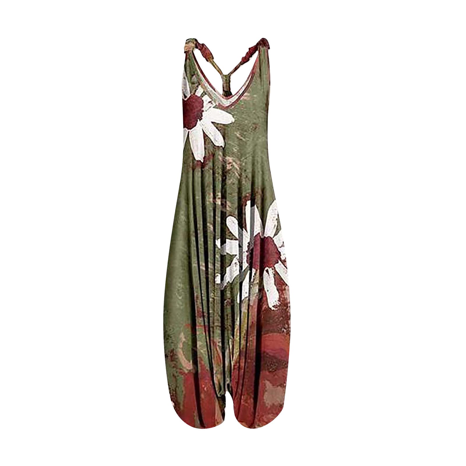 70's Boho Vintage Paisley Racerback Jumpsuit - Harem Style Romper with Spaghetti Straps for Women (Sizes S-5XL) | Perfect for Music Festivals, Beach Vacations & Boho Fashion Lovers