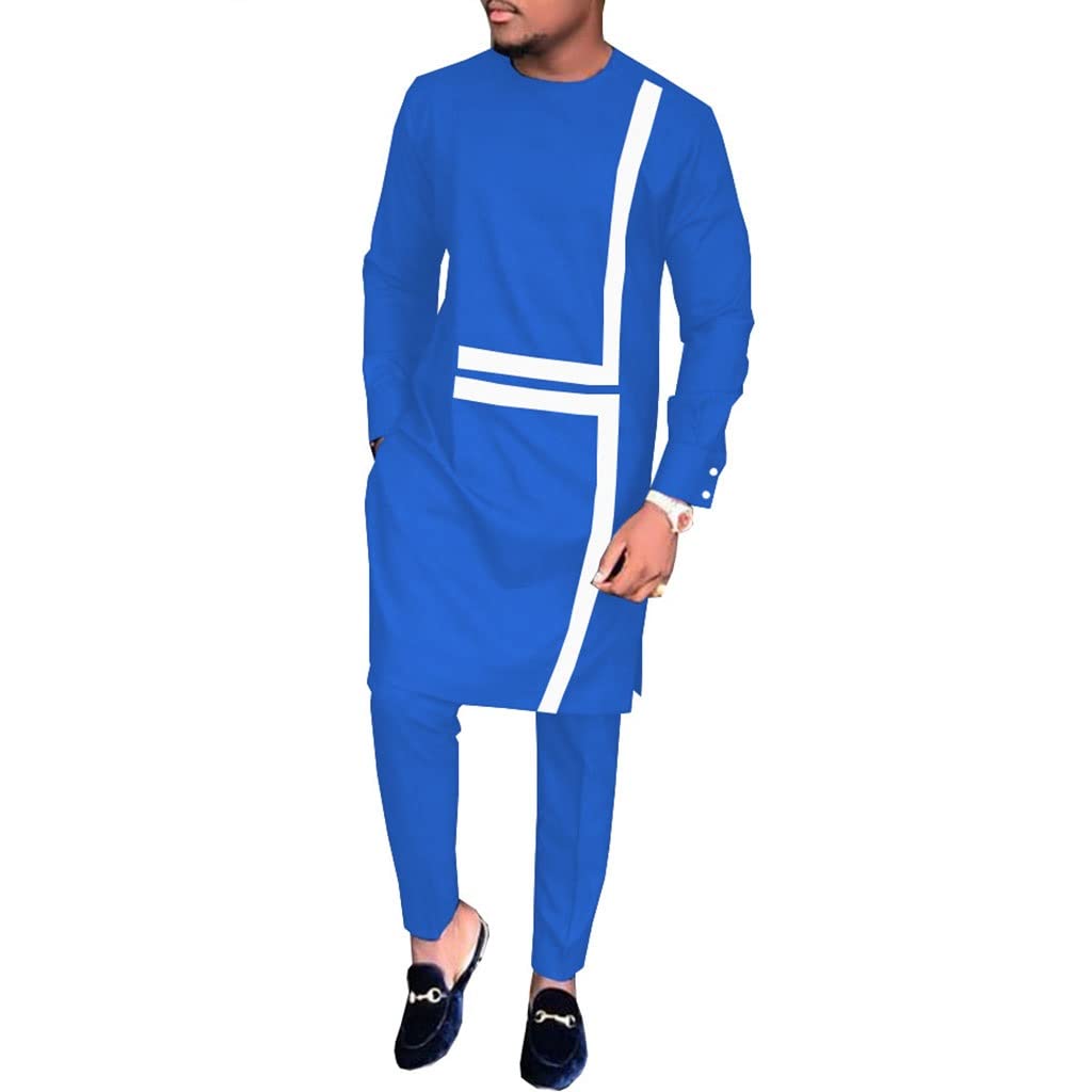 African Men's Dashiki Outfit Set - Wax Cotton Shirt & Pants - Traditional Ethnic Casual Tracksuit Blouse | Perfect for Cultural Events, Weddings & Everyday Wear