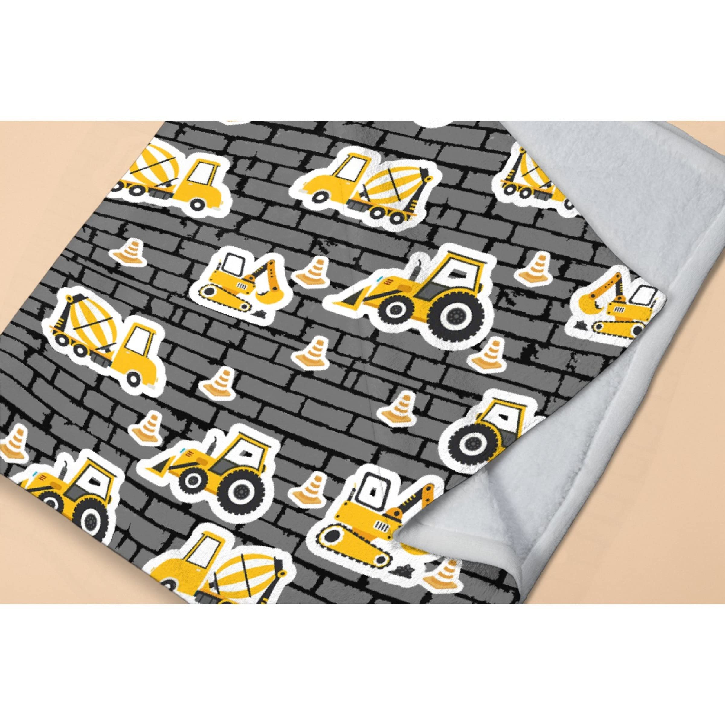 Cute Cartoon Gray Car Blanket for Kids - Super Soft Flannel Blanket (120x90 inches) - Warm & Cozy for Bed, Couch, Sofa - Perfect for Family Road Trips, Camping & Winter Snuggles