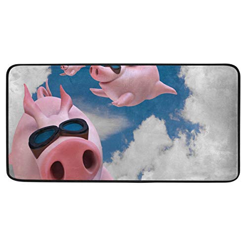 AUUXVA Non-Slip Animal Pig Print Kitchen Mat - Soft Rubber Comfortable Doormat for Kitchen, Bathroom & Home Decor - 39 x 20 Inches - Perfect for Pet Owners, Farmhouse Style & Cozy Home Accents
