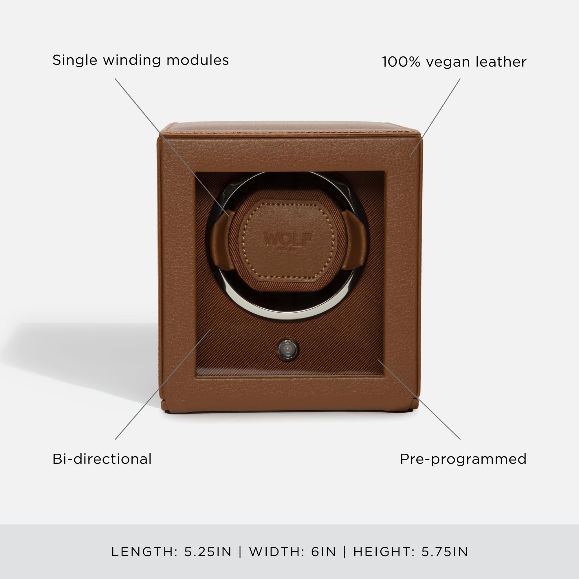 Wolf Cub Single Watch Winder with Glass Cover - Automatic Watch Storage for Men & Women - Perfect for Luxury Watches, Travel & Nightstand Display