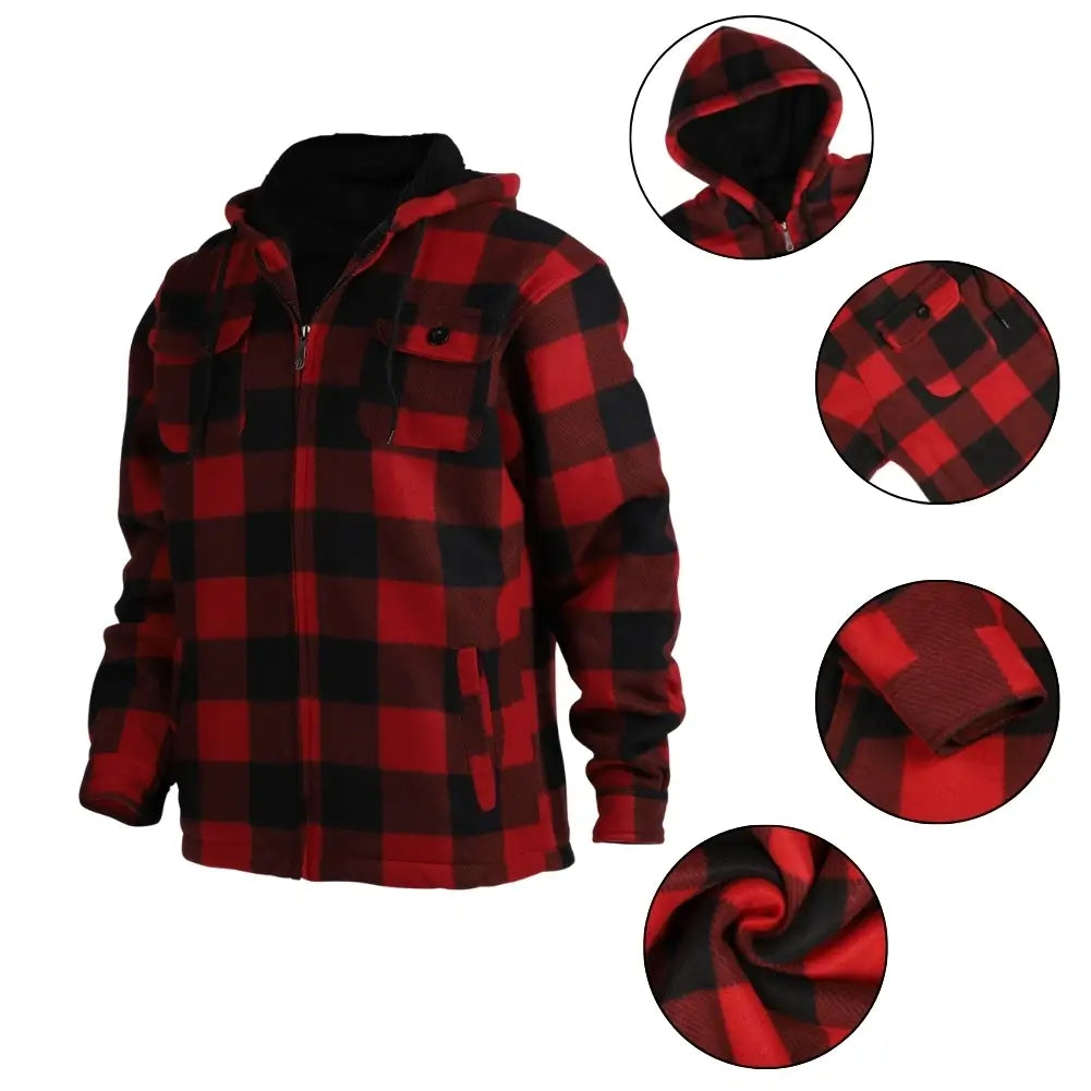 Men's Plaid Sherpa Lined Jacket - Warm Winter Flannel Shirt Jacket for Outdoor Activities & Casual Wear