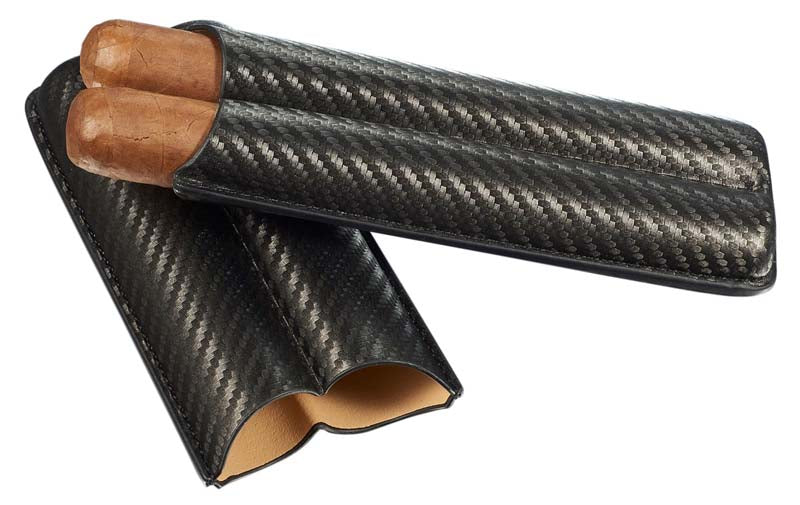 Premium Visol Jax Leather Cigar Case with Black Carbon Fiber Design - Perfect for Travel, Gifts & Cigar Enthusiasts