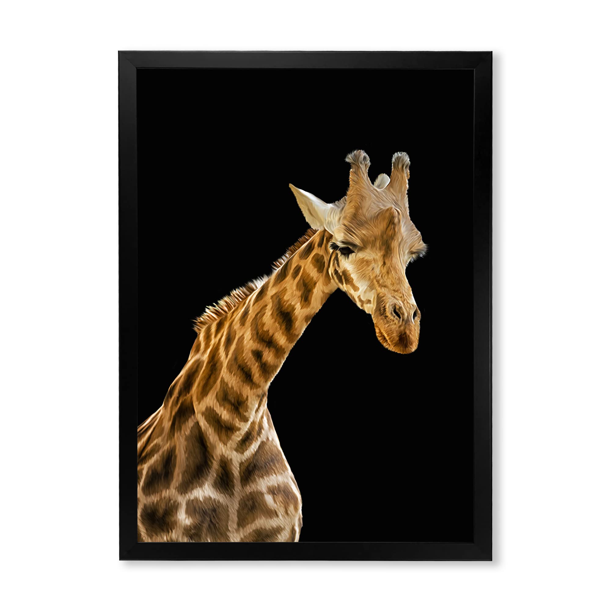 DesignQ Giraffe Portrait VI - Farmhouse Framed Wall Art Decor for Living Room, Bedroom & Office