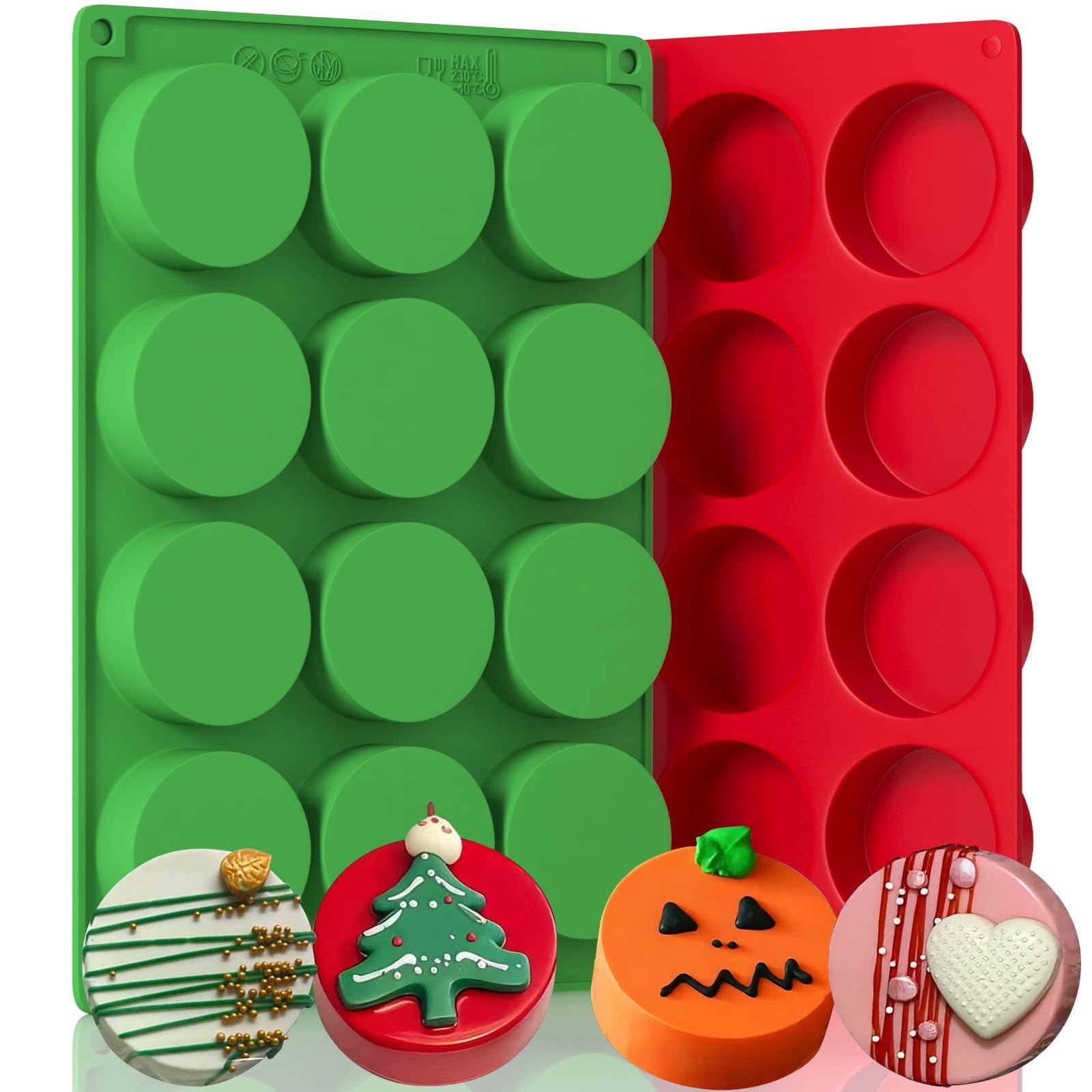 2Pcs Silicone Oreo Cookie Chocolate Molds - 12-Cavity 2.08