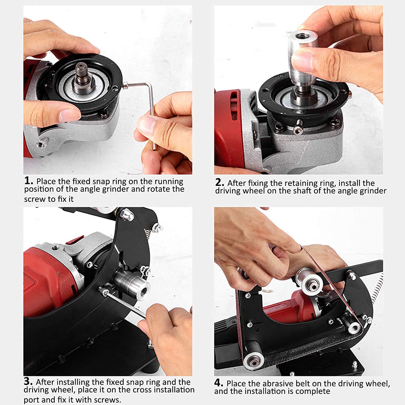 M10 Portable Belt Sander Attachment for Angle Grinder - 30mm Belt Width - Metal & Wood Grinding & Polishing Tool - Perfect for DIY Projects, Metalworking & Woodworking