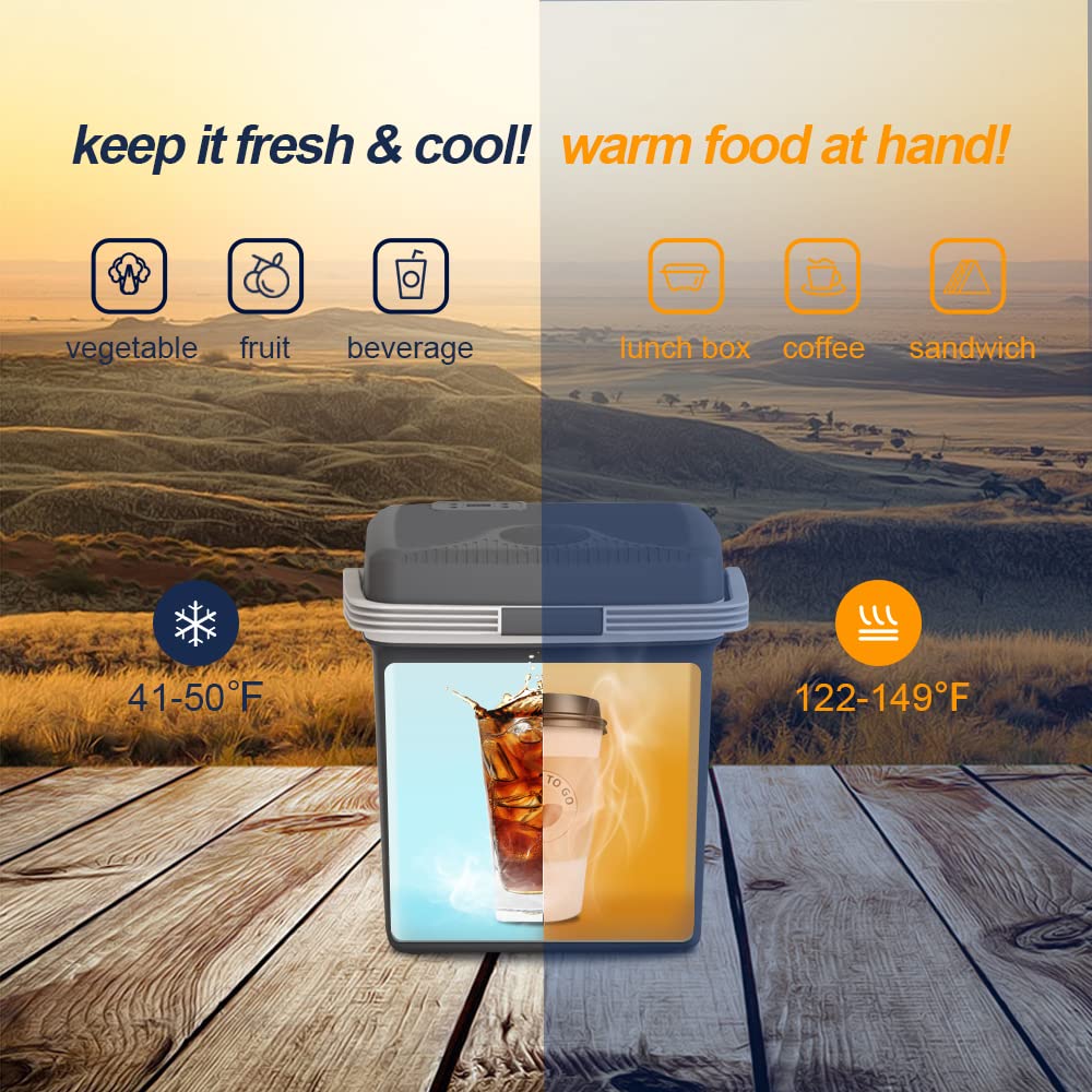 TREFAN 28QT/26L Portable Electric Cooler & Warmer for Car (48°F~139°F) - 12V AC/DC Car Fridge for Travel, Camping, Truck & Road Trips - Compact Vehicle Refrigerator for Food, Drinks & Picnics