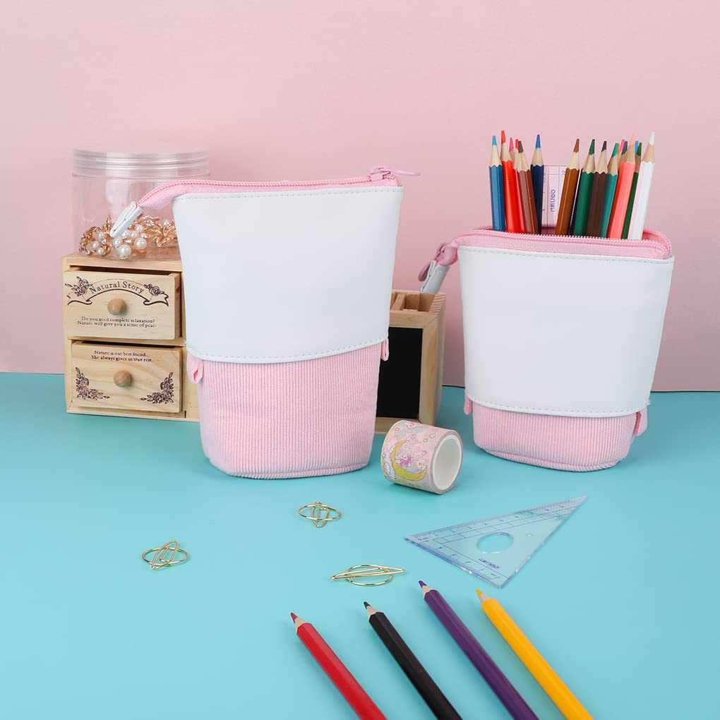 Oyachic Stand Up Pencil Case - Transformable Telescopic Pen Holder & Cosmetic Organizer Bag for Women | Perfect for Office, School, Makeup Storage & Travel Accessories