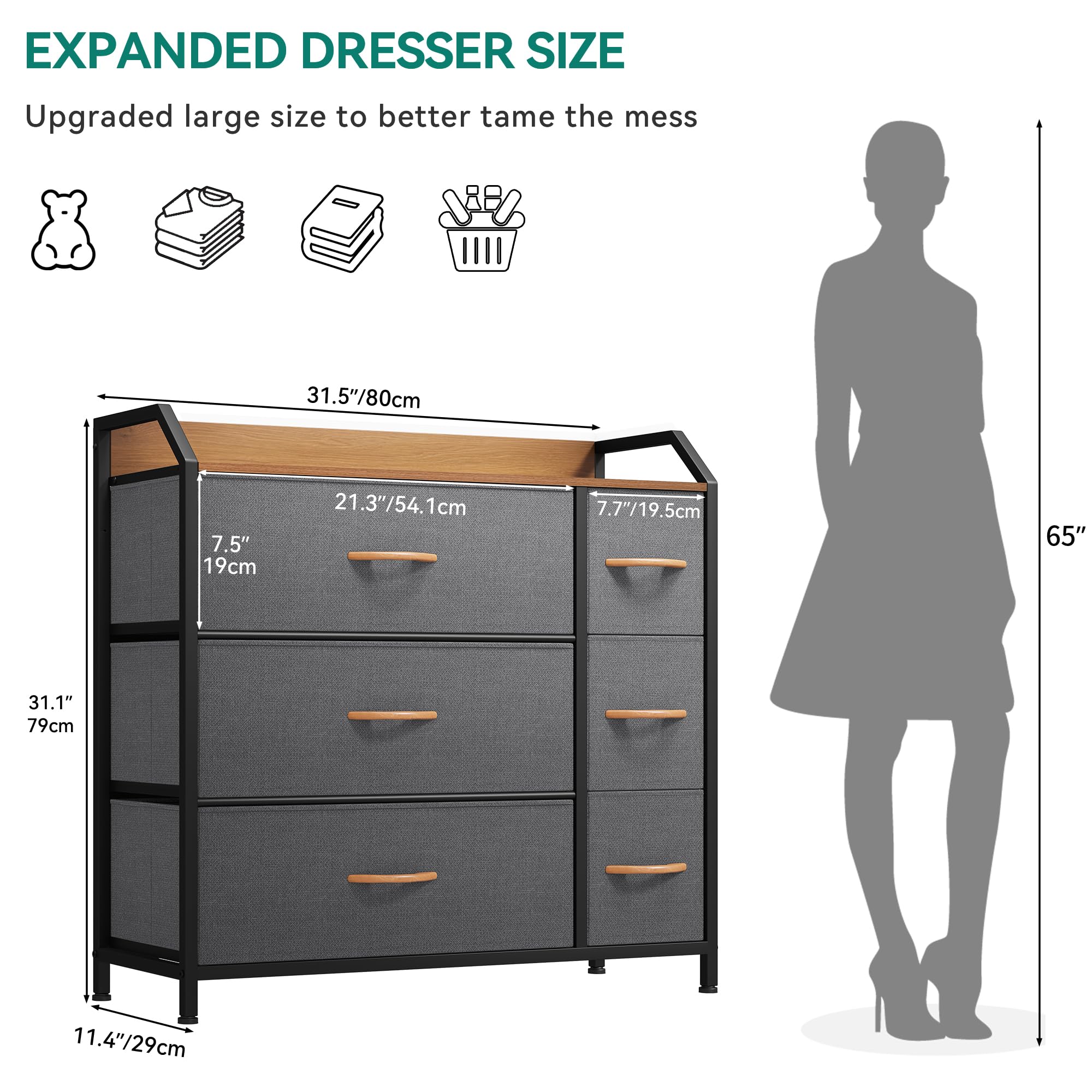 YITAHOME 6-Drawer Fabric Dresser with Sturdy Steel Frame & Wooden Top - Bedroom Storage Organizer for Clothes, Toys, and Accessories | Perfect for Small Spaces, Dorm Rooms, and Kids' Bedrooms