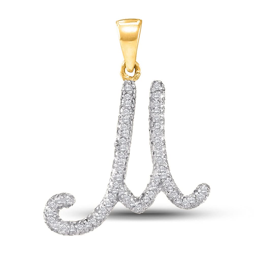 10K Yellow Gold Women's Round Diamond Initial 