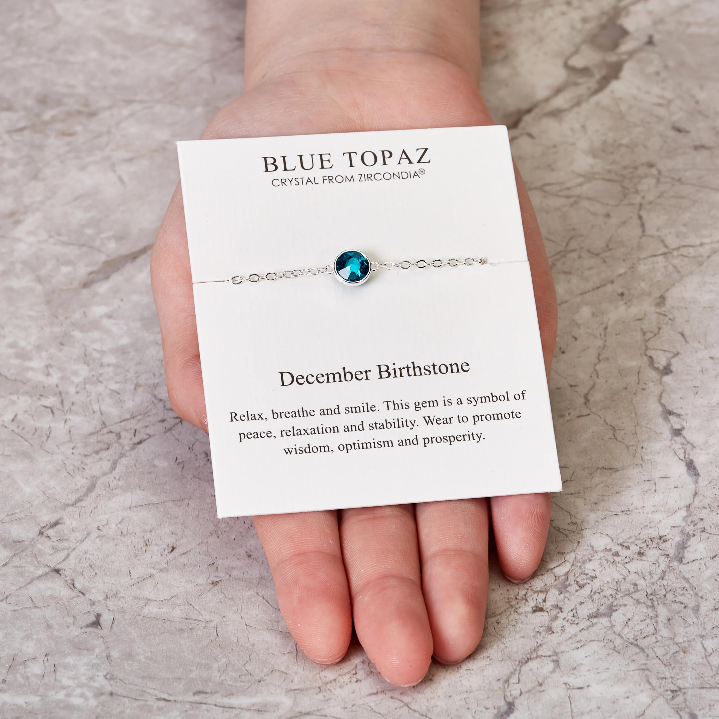 Blue Topaz Birthstone Anklet with Zircondia® Crystals - Perfect Gift for December Birthdays