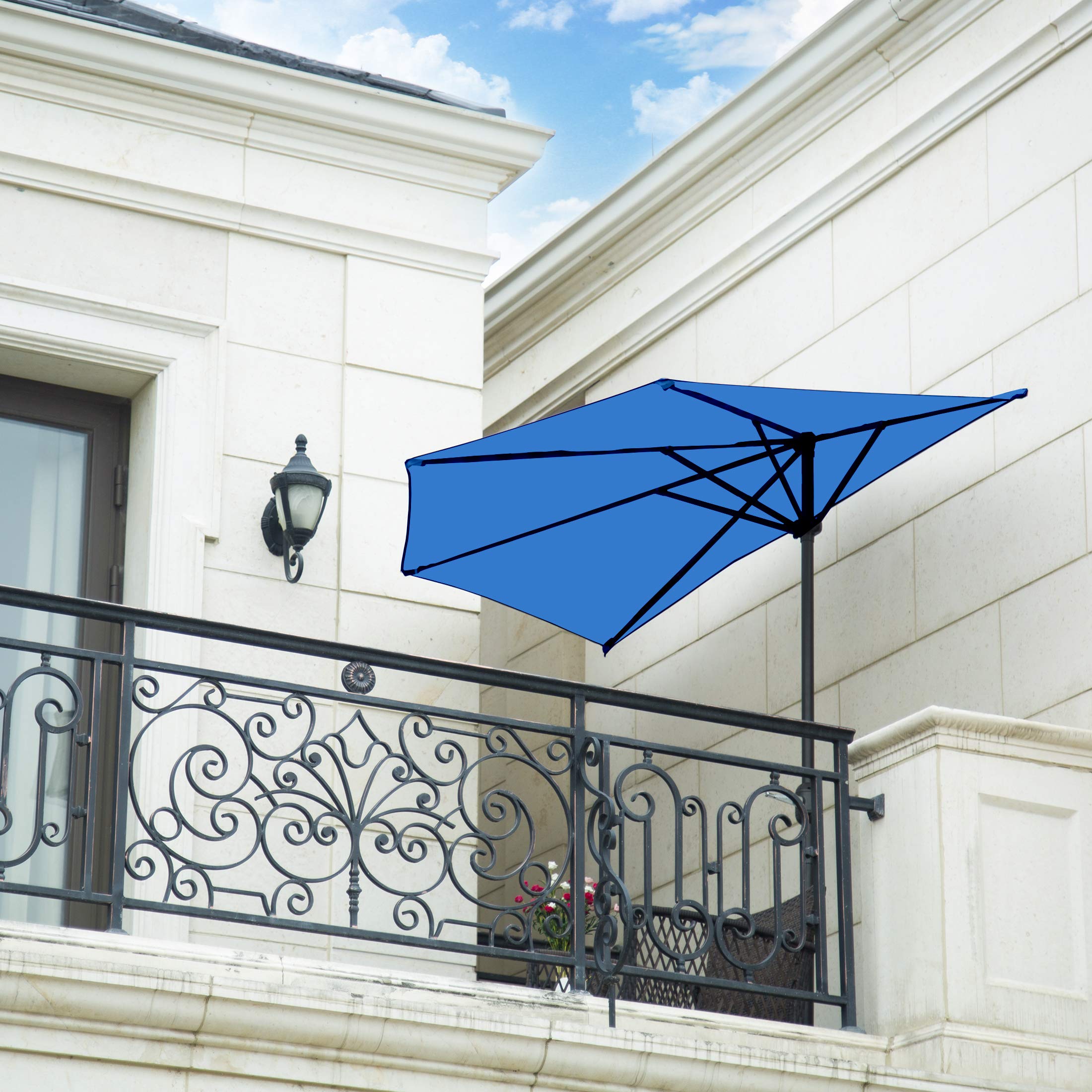 9 FT WO Home Patio Umbrella with Weighted Base - Outdoor Market Table Umbrella for Garden, Poolside, Restaurant & Backyard (Beige)