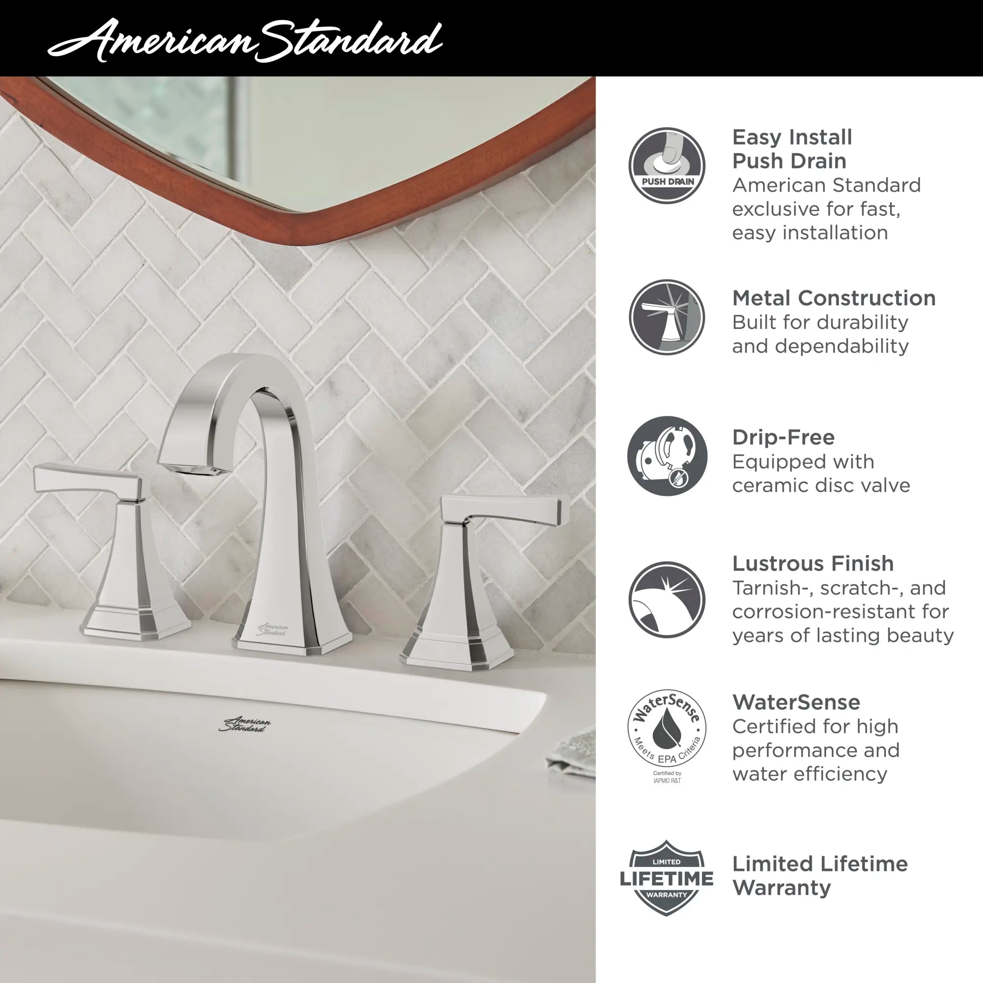 8 Inch Widespread 2 Handle Bathroom Faucet - 1.2 GPM/4.5 LPM Water Flow with Lever Handles - Perfect for Modern Bathroom Vanities & Powder Rooms