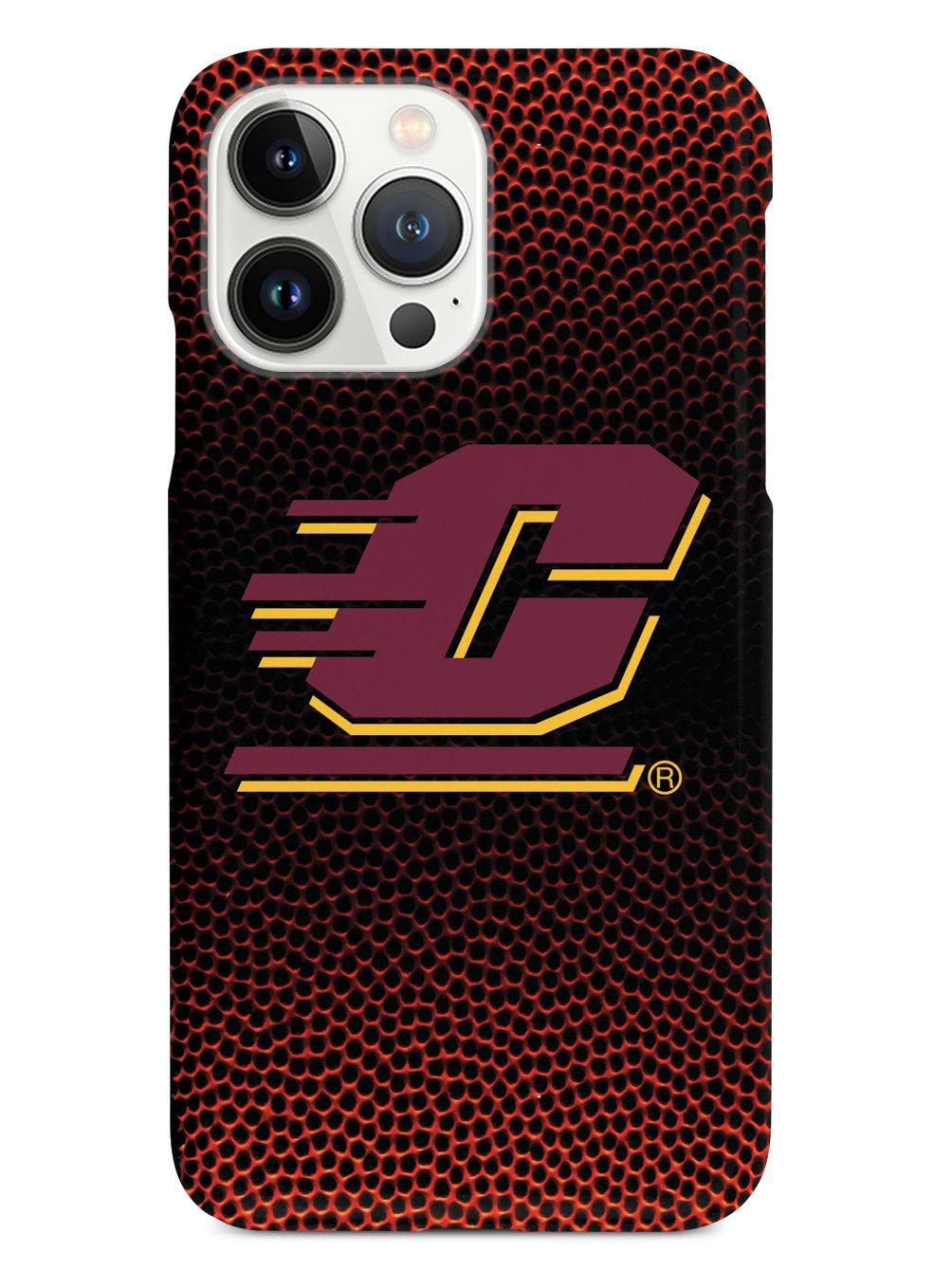 3D Textured iPhone 15 Pro Max Case - Shockproof Rubber Bumper Cover - Protective Phone Case for Apple iPhone 15 Pro Max - Central Michigan University Basketball Design - Perfect for Sports Fans & College Students