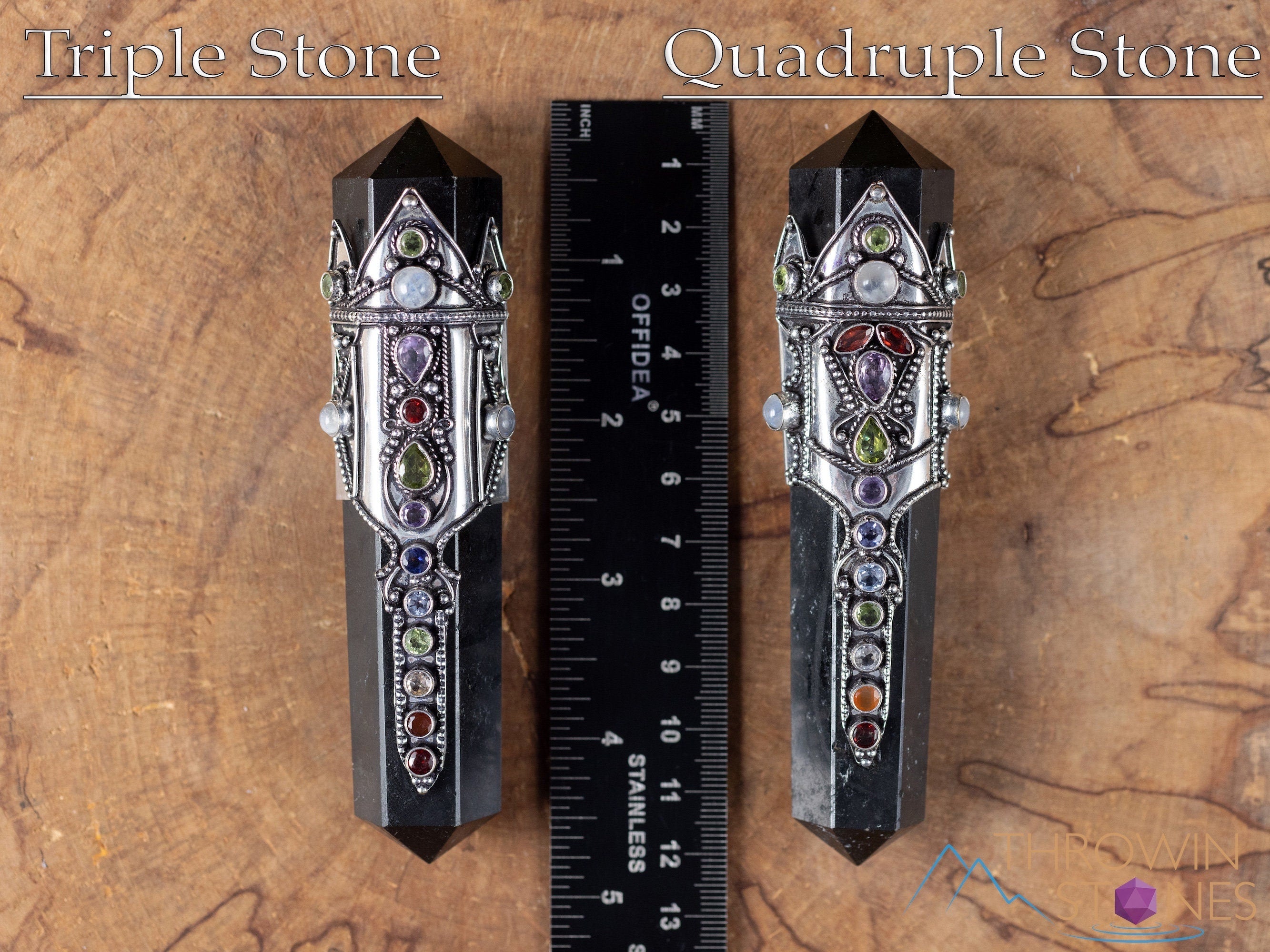 Black Tourmaline Crystal Wand with Rainbow Chakra Healing – Metaphysical & Reiki Energy Tool for Meditation, Spiritual Cleansing & Positive Energy