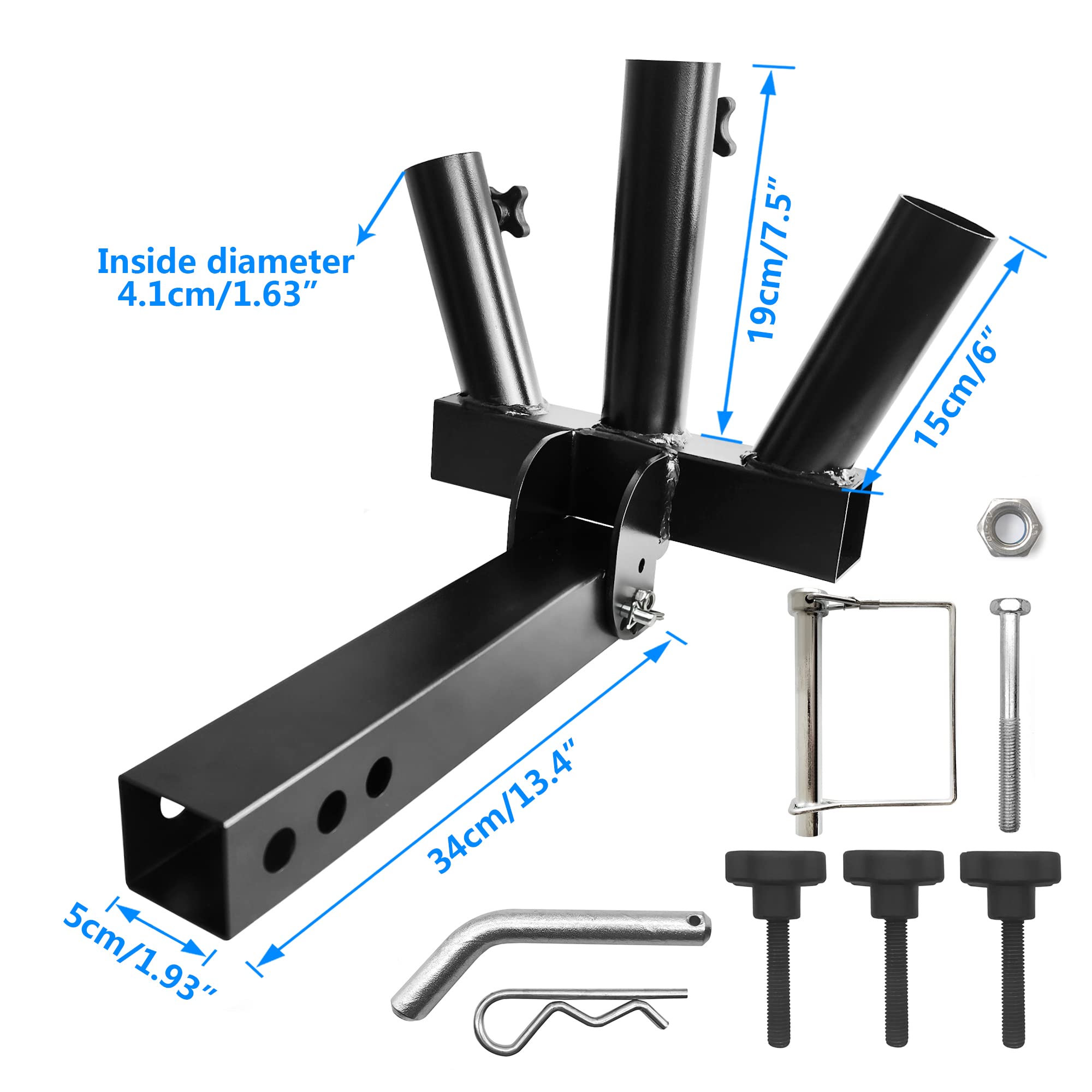 Foldable 3 Flag Pole Holder for 2 Inch Hitch Receiver - Universal Fit for SUV, RV, Pickup Trucks - Perfect for Tailgating, Camping & Patriotic Displays